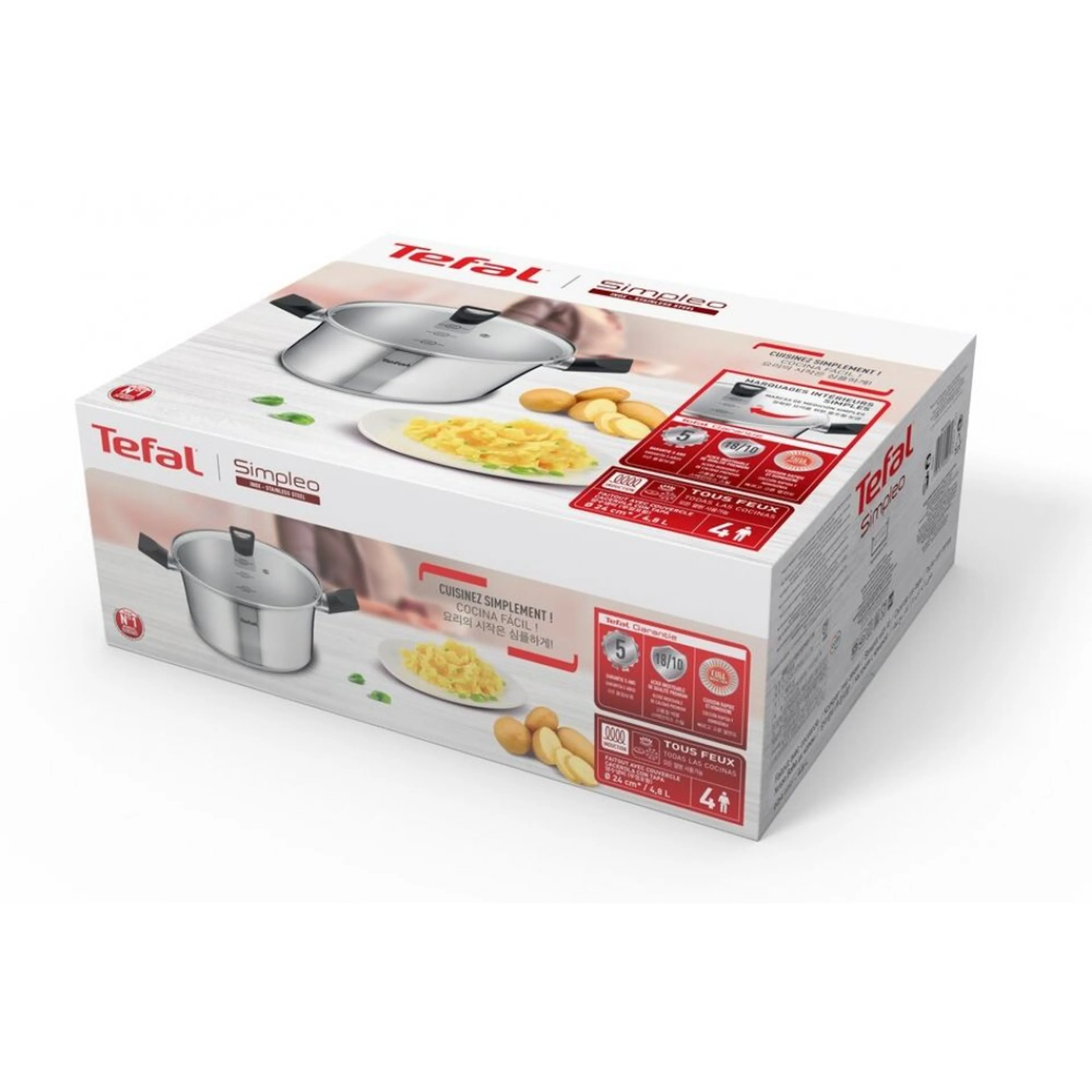 Кастрюля с крышкой Tefal Simpleo 4.8л 24см B9054674