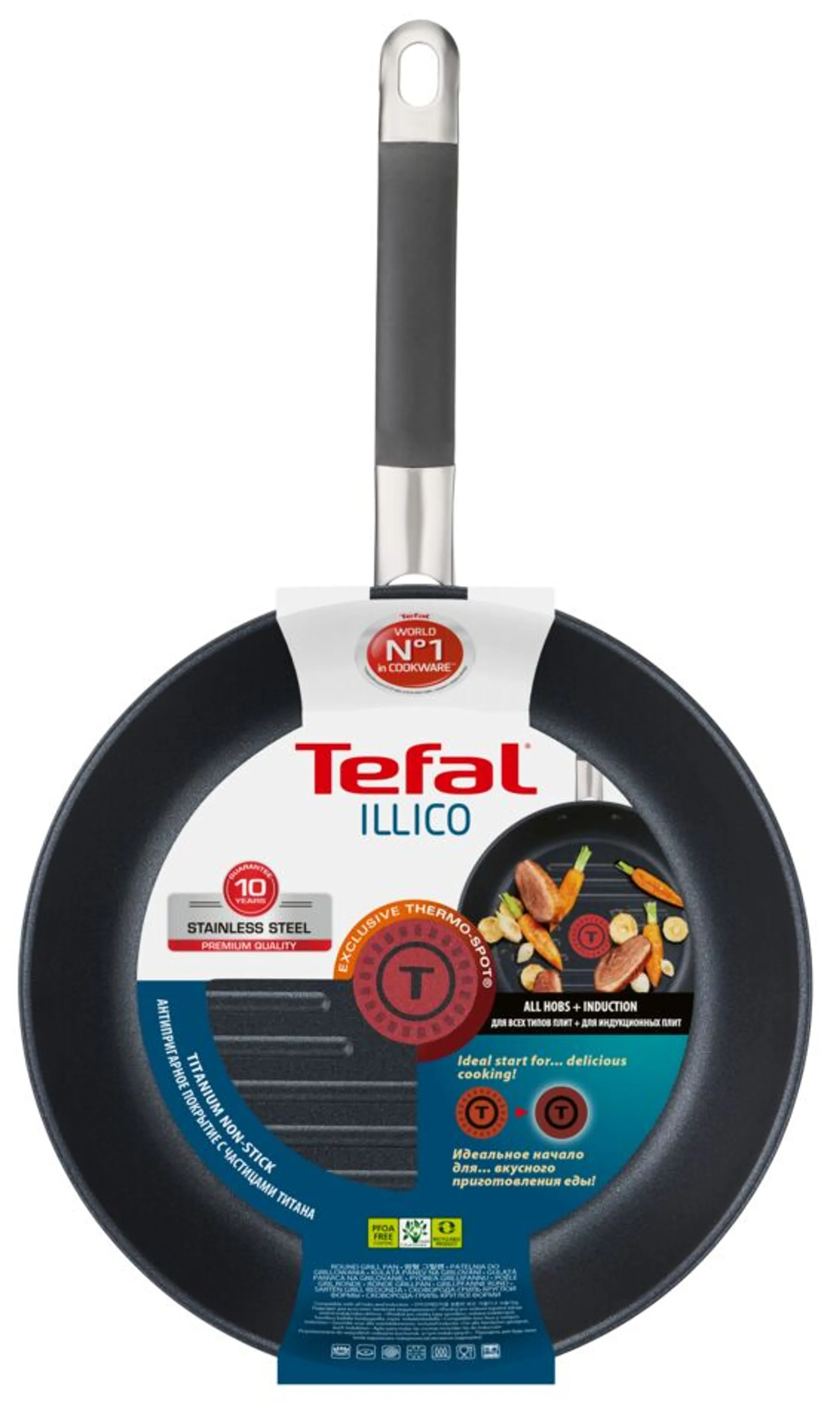 Сковорода-гриль круглая Tefal Illico 26 см G7011374 купить в официальном магазине