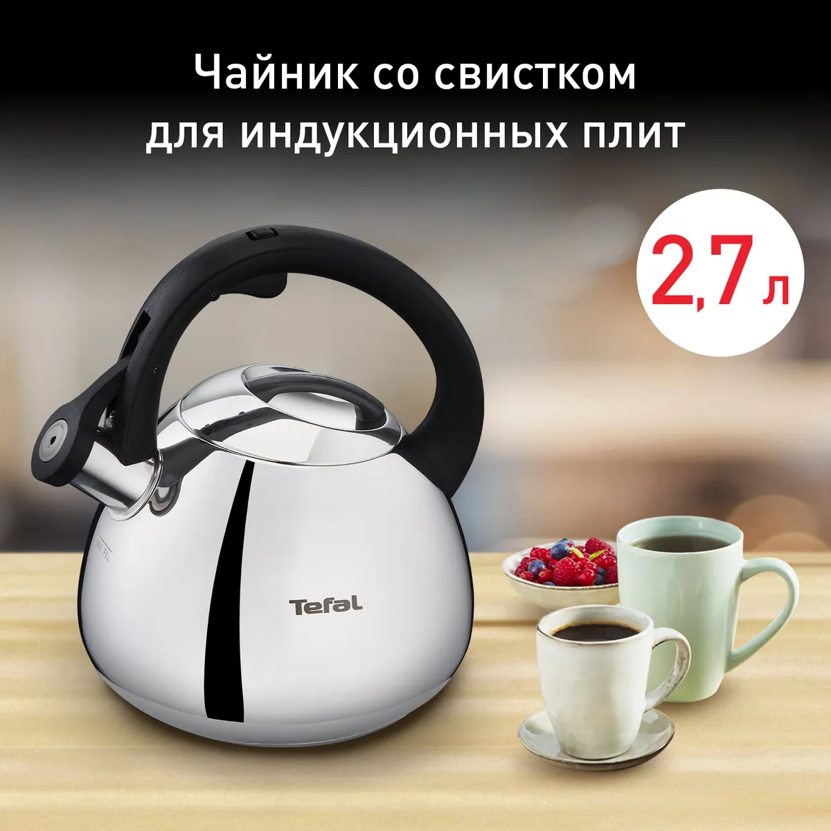 цена на Чайник для плиты Tefal Kettle ss induction  2,7 л K2481574