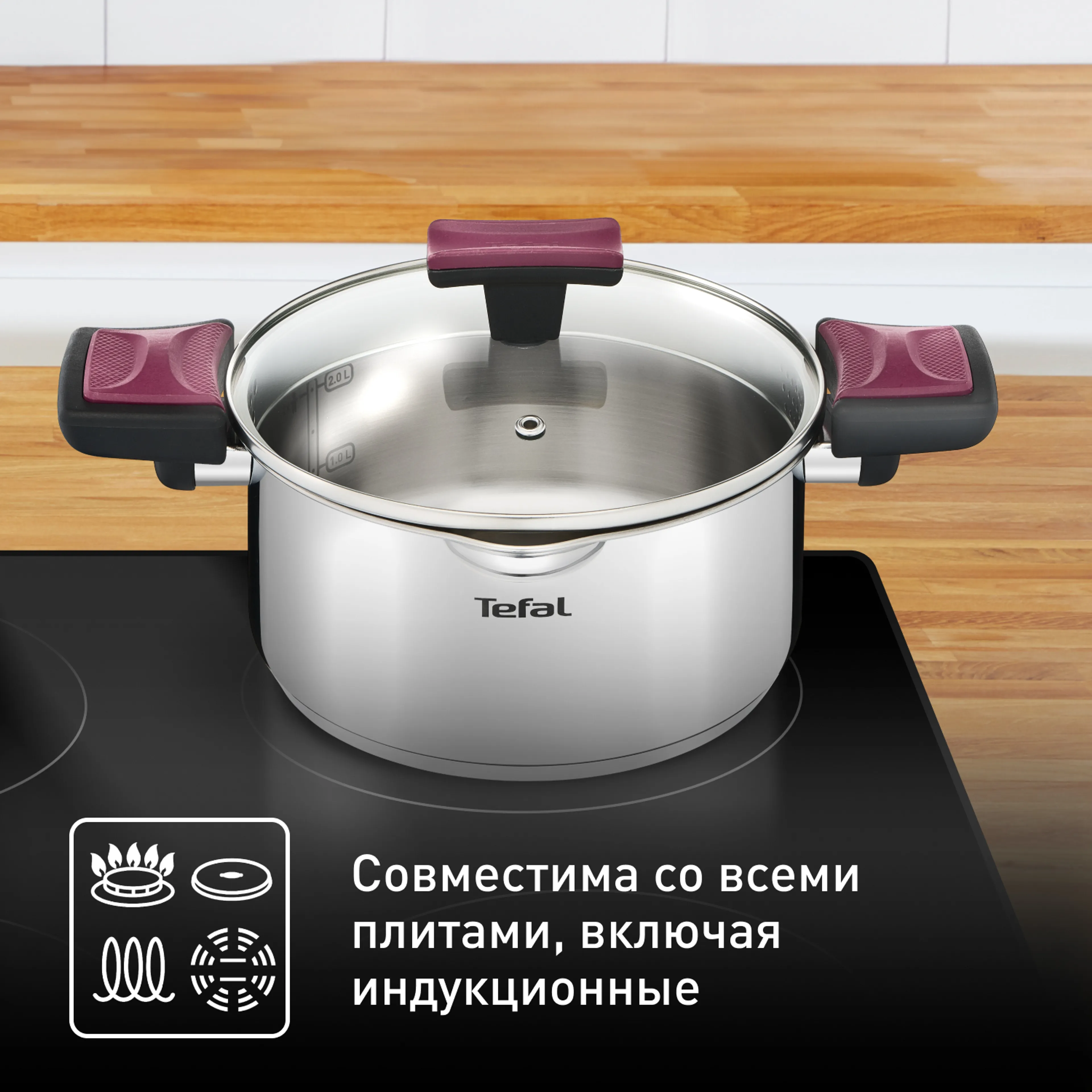 Кастрюля с крышкой Tefal Cook&Clip 2.9л 20см G7234474