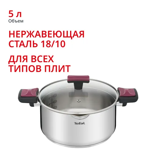 Кастрюля с крышкой Tefal Cook&Clip 5л 24см