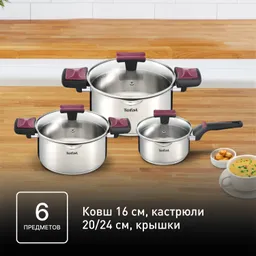 Набор посуды Tefal Cook&Clip  6 предметов 1,5/2,9/5л 16/20/24см G723S674