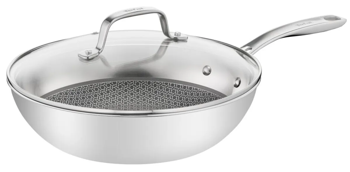 Сковорода-вок с крышкой Tefal Eternal Mesh Frypan 28 см E4971634 фото