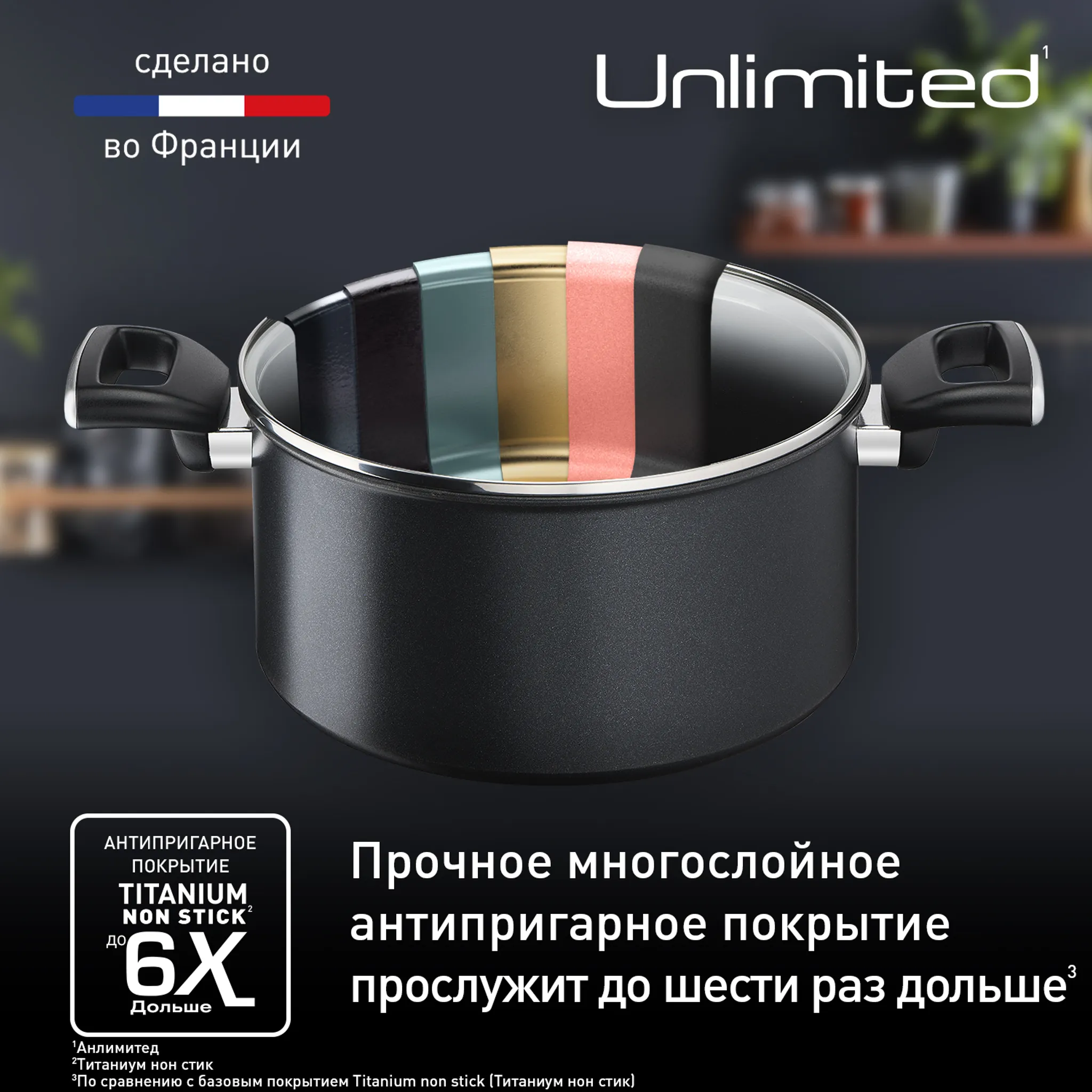 Кастрюля с крышкой Tefal Unlimited 5.2 л 24 см G2554672