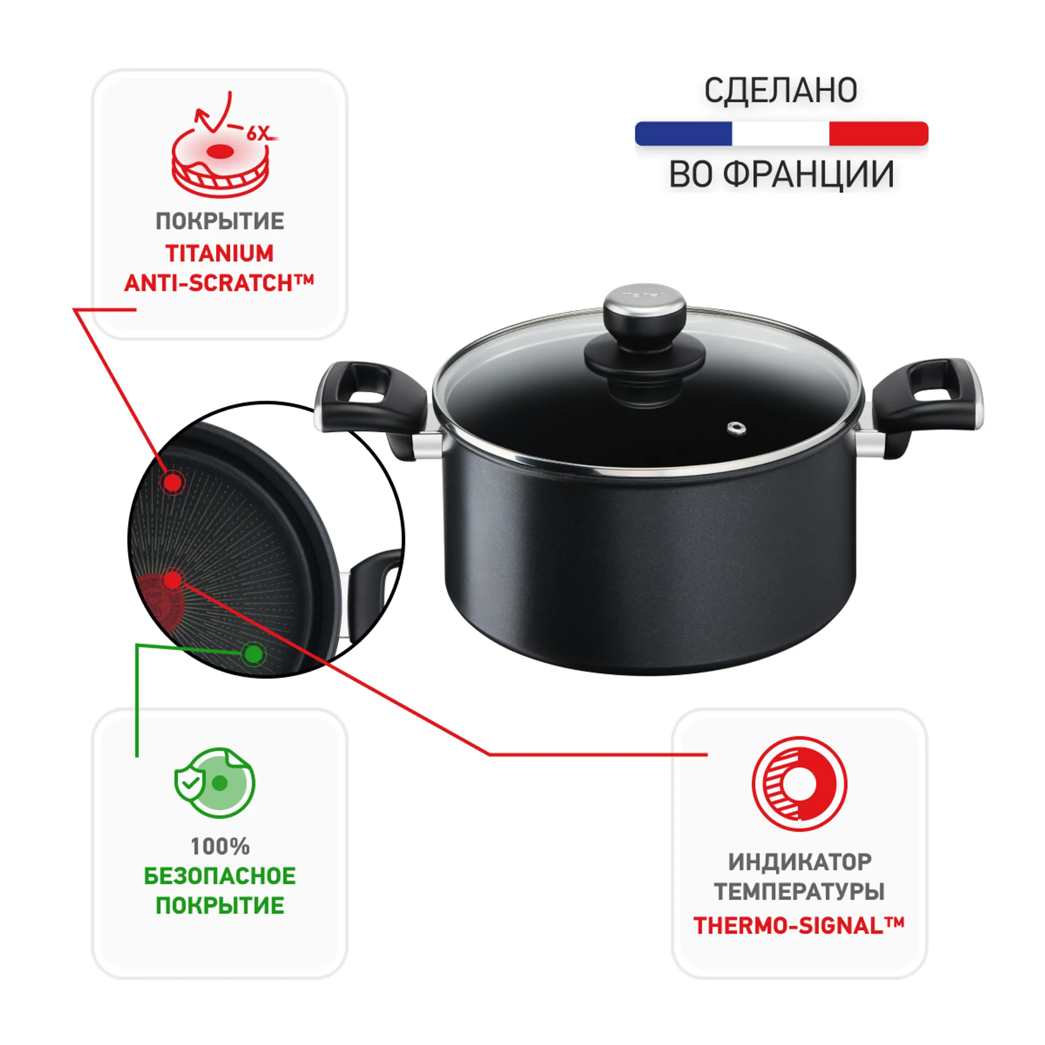 Кастрюля с крышкой Tefal Unlimited 5.2 л 24 см G2554672