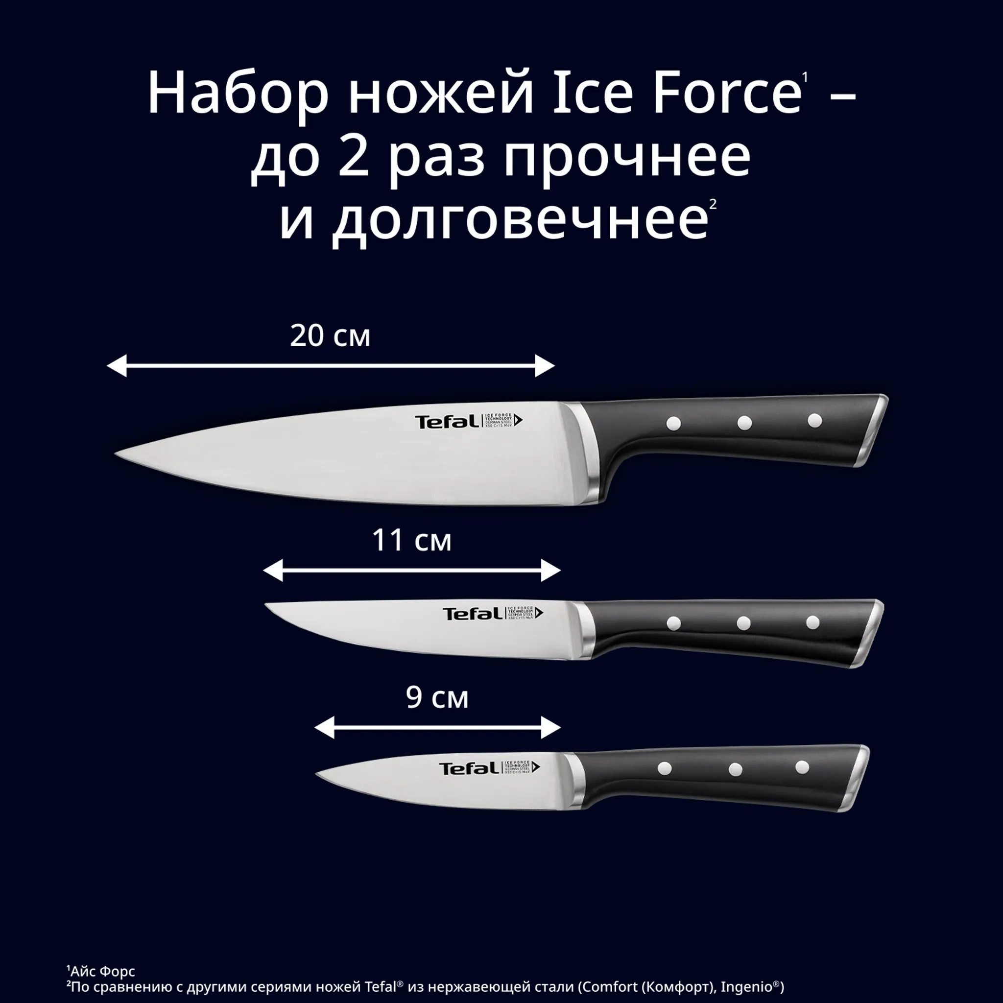 Набор ножей Tefal Ice Force 3 предмета K2323S74