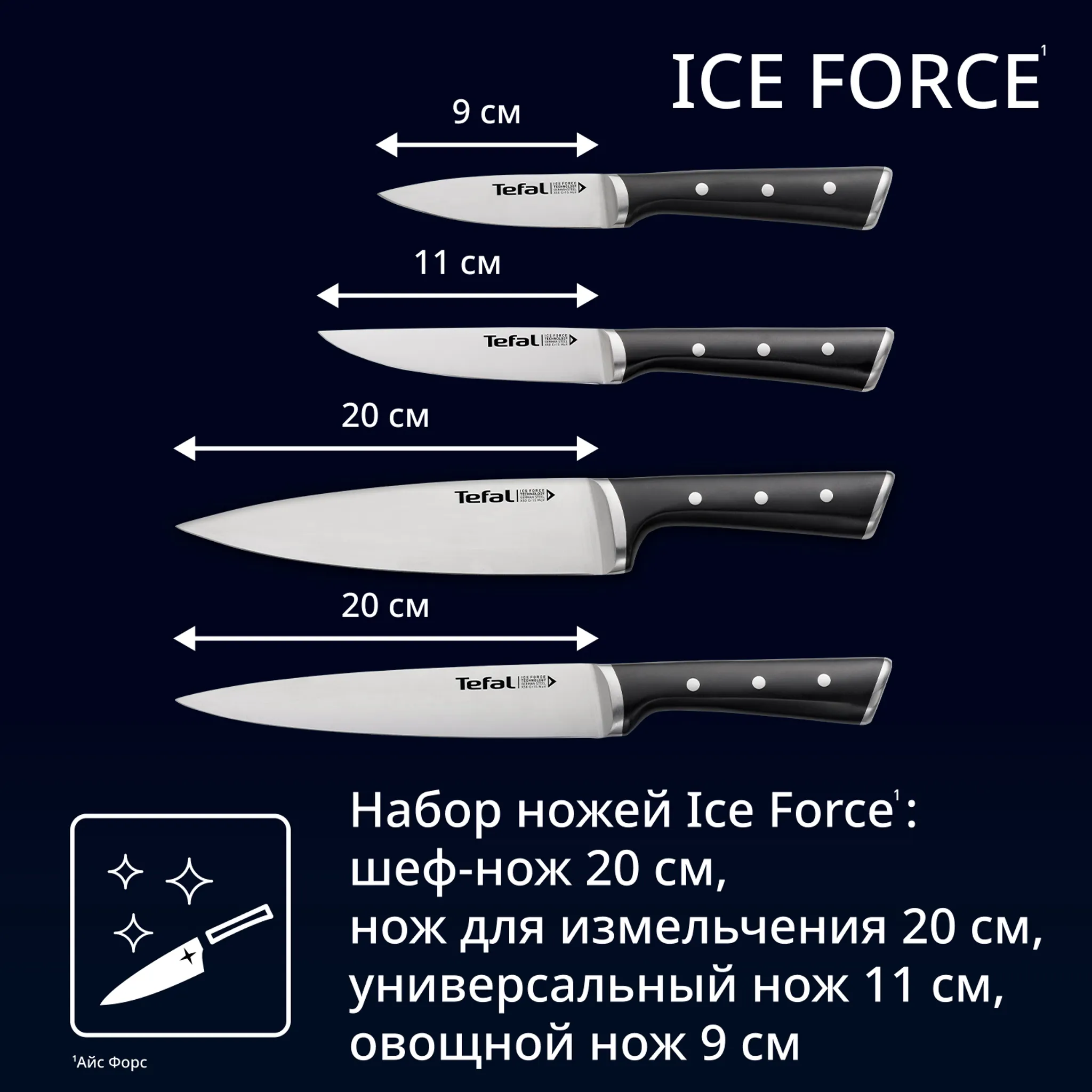 Набор ножей Tefal Ice Force 4 предмета K2324S74