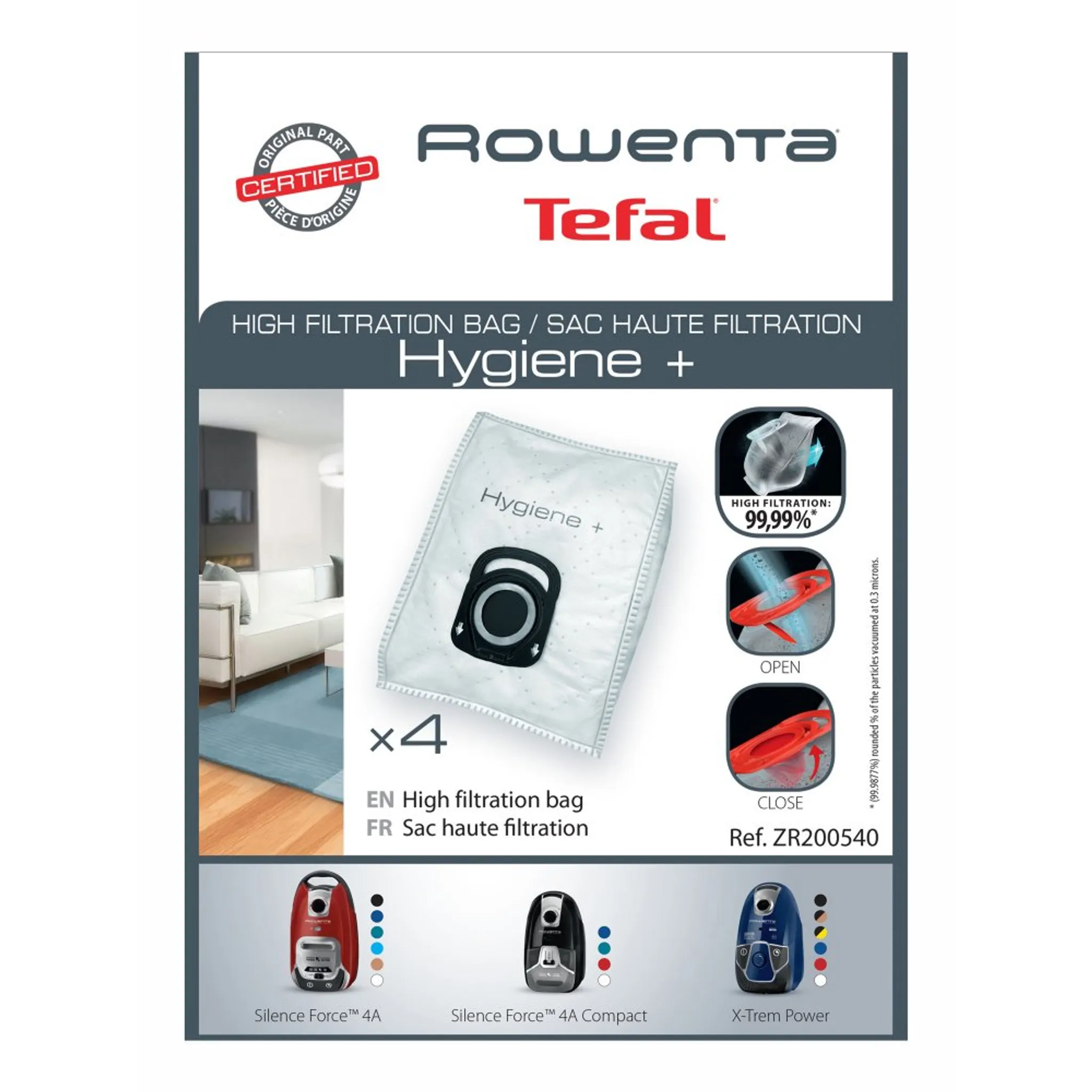цена на Пылесборники HYGIENE+  для пылесосов TW64 Tefal ZR200540