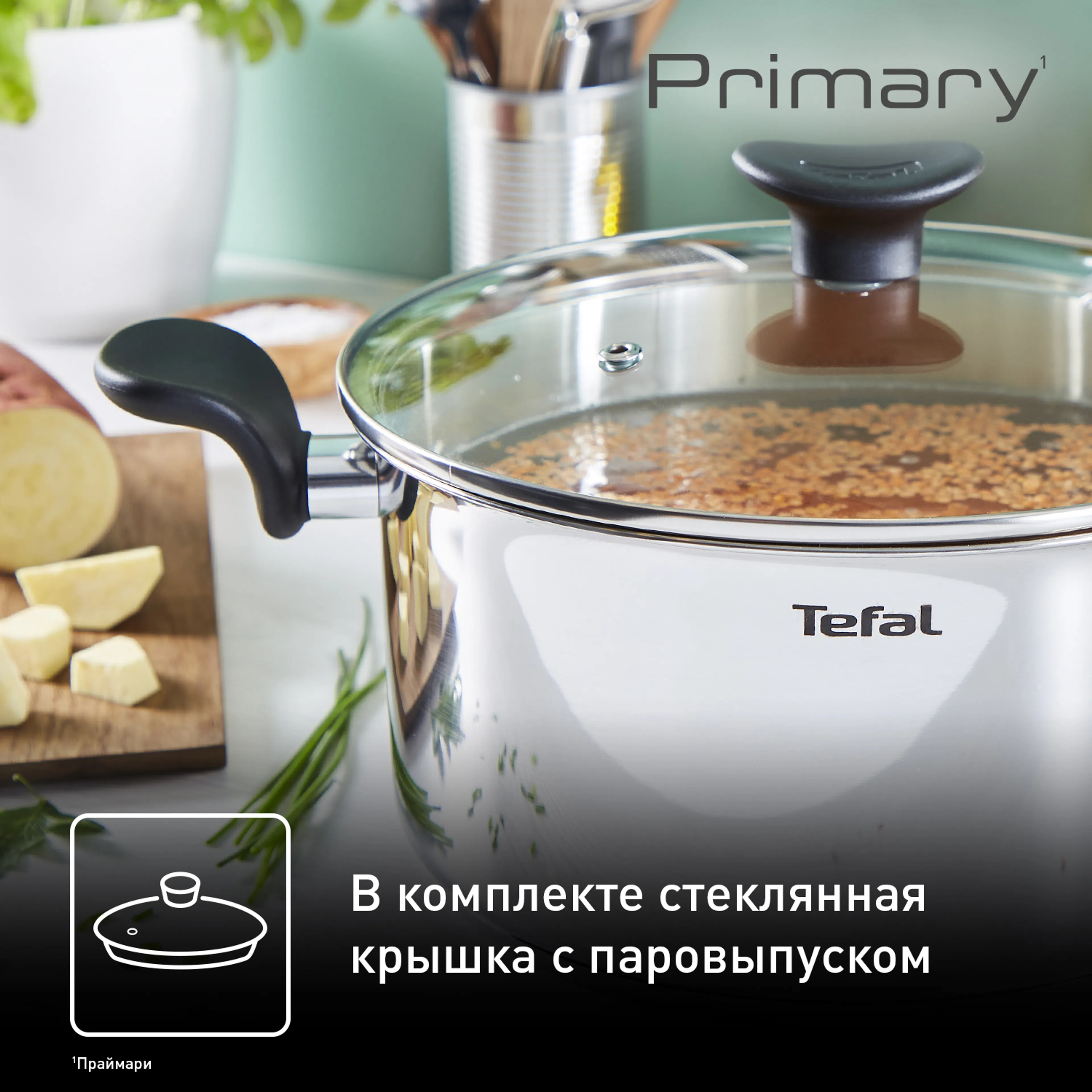 Кастрюля с крышкой Tefal Primary 20 см 3 л E3084474