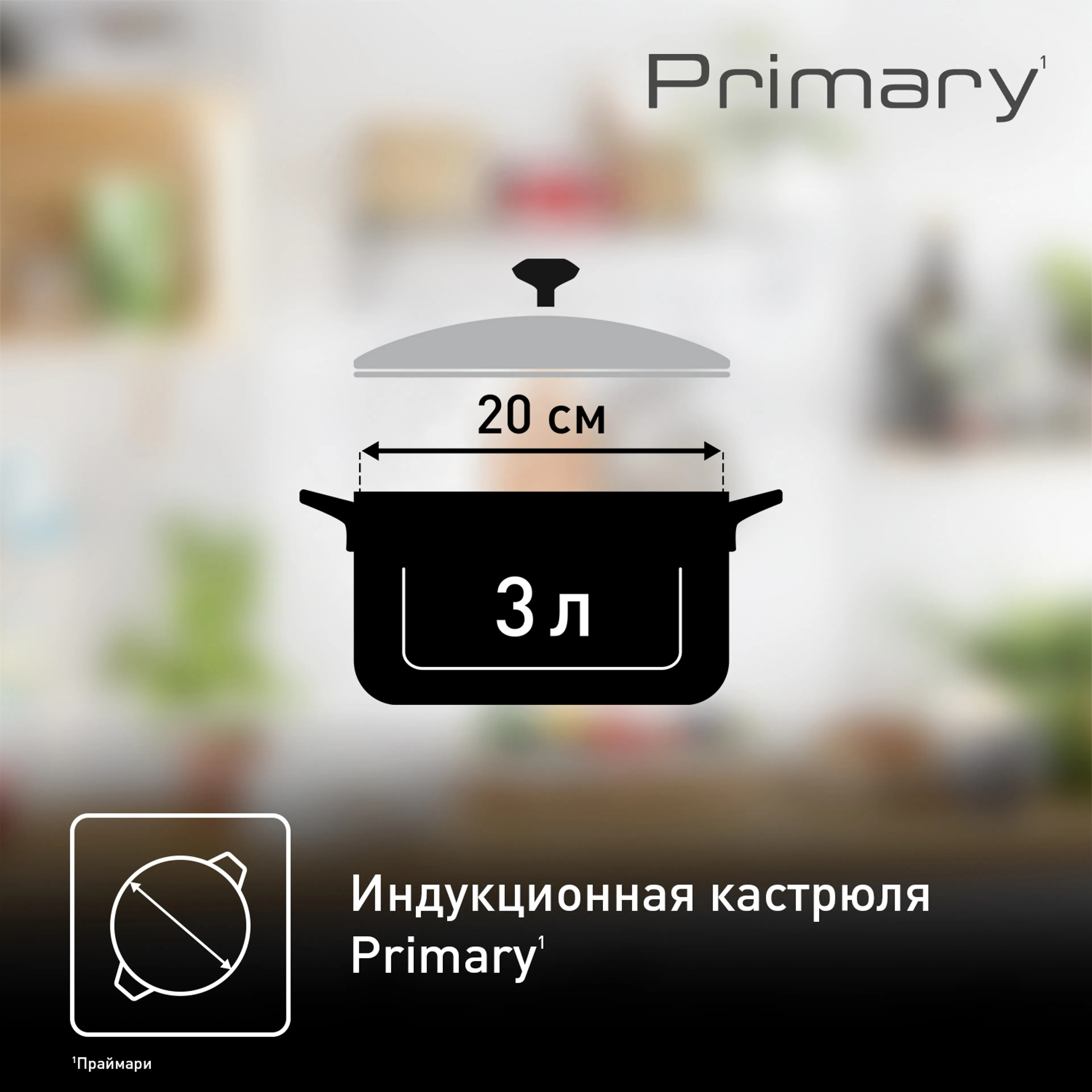 Кастрюля с крышкой Tefal Primary 20 см 3 л E3084474