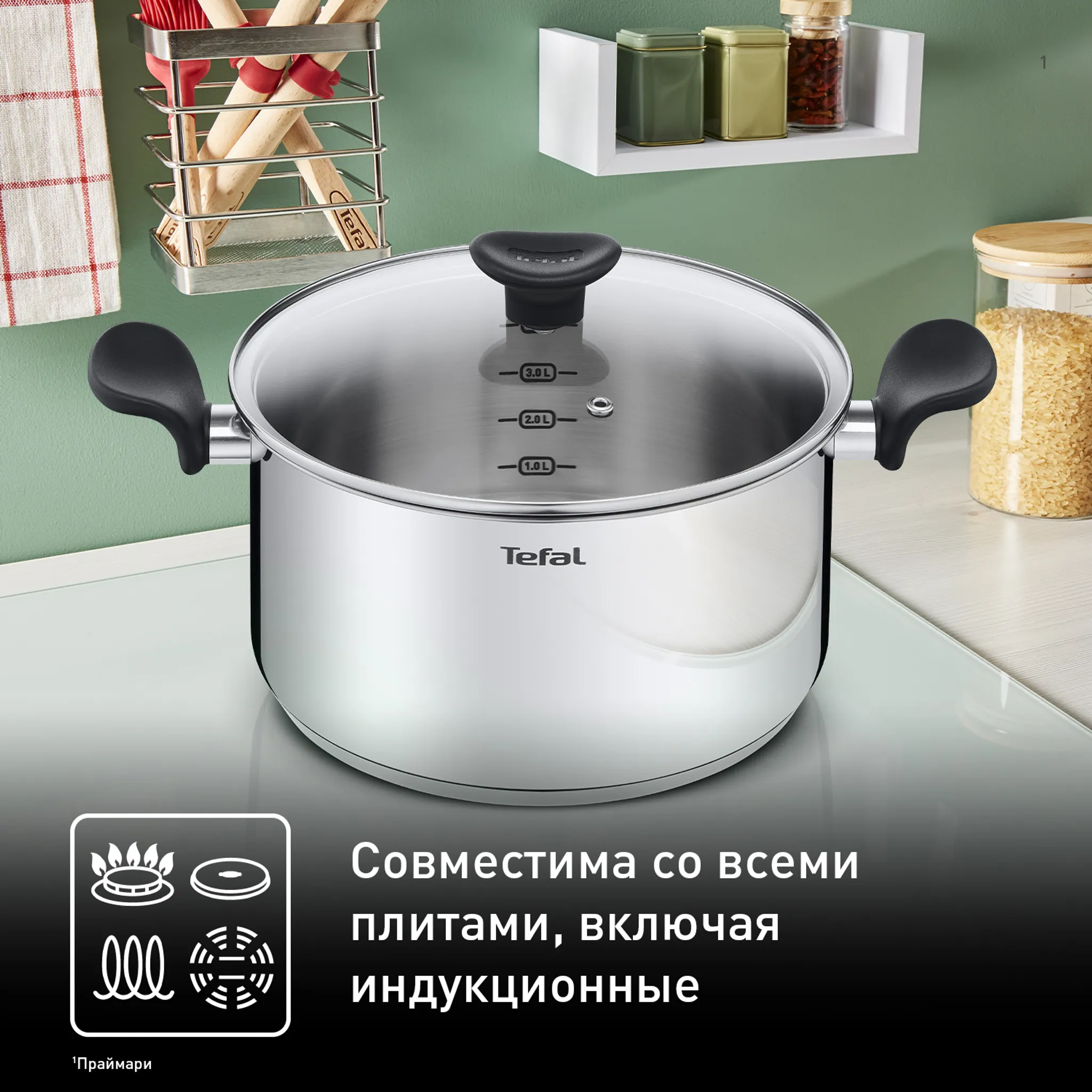 Кастрюля с крышкой Tefal Primary 24 см 5,2 л E3084674