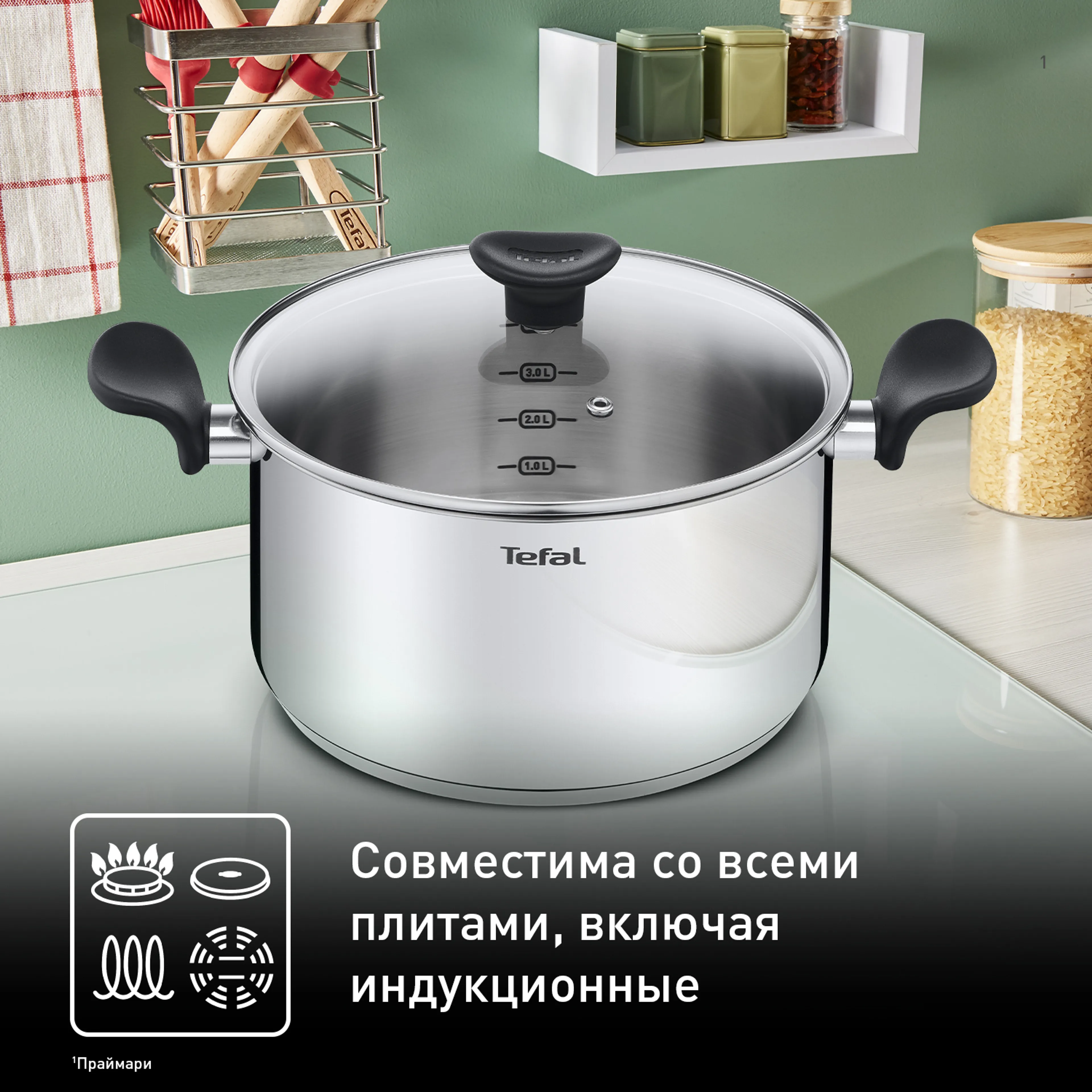 Кастрюля с крышкой Tefal Primary 24 см 5,2 л E3084674