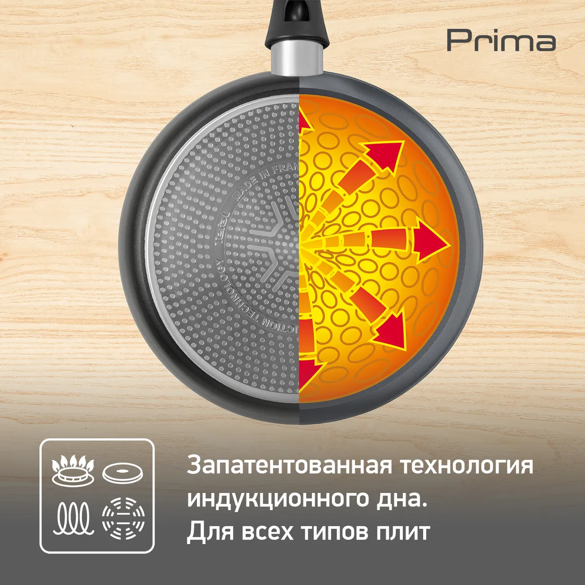 Сковорода с крышкой Tefal Prima 24 см 04191924