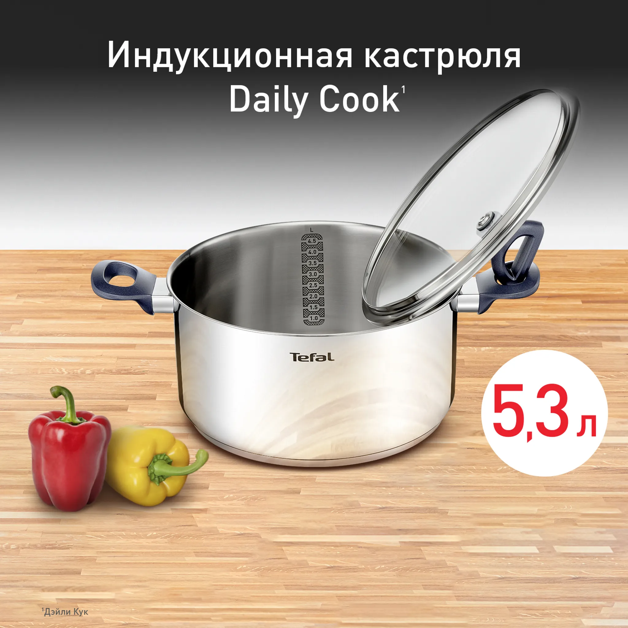Кастрюля с крышкой Tefal Daily Cook 24 см G7124645, 5.3 л