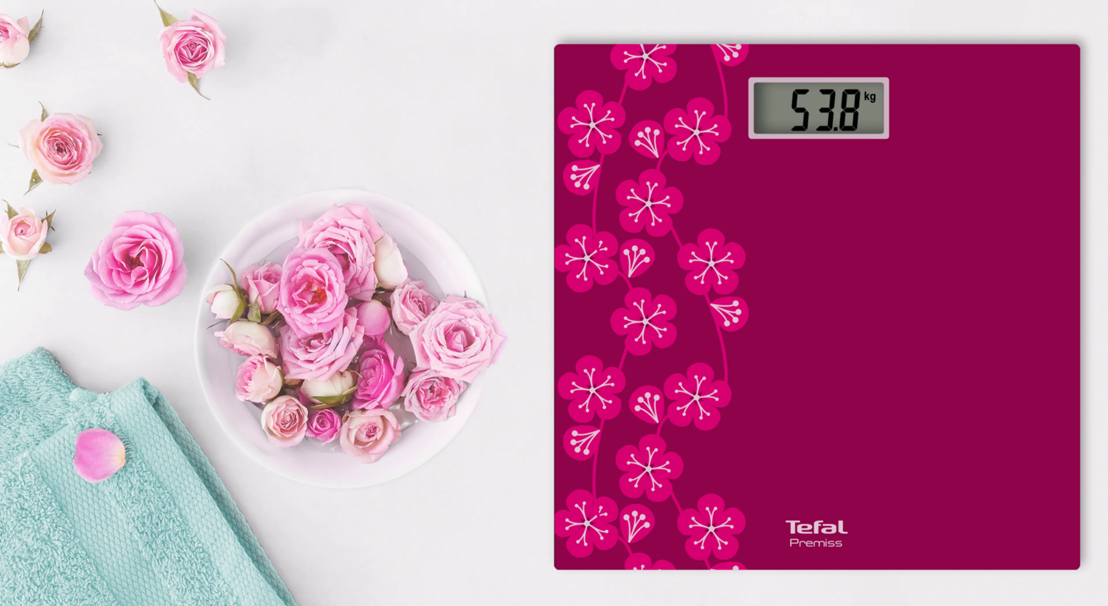 Напольные весы Tefal Premiss Blossom Pink PP1431V0