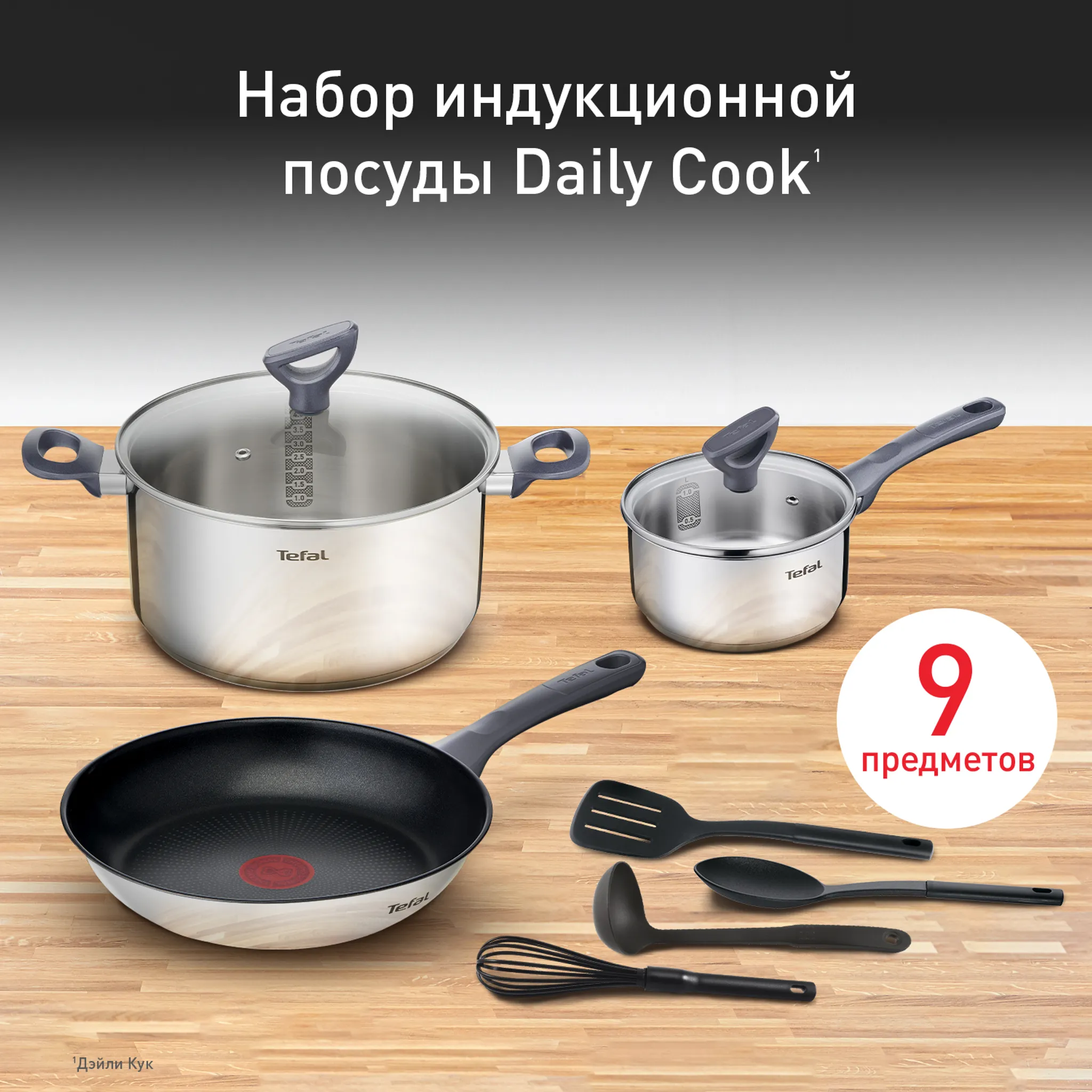 цена на Набор посуды Tefal Daily Cook 9 предметов G713S974