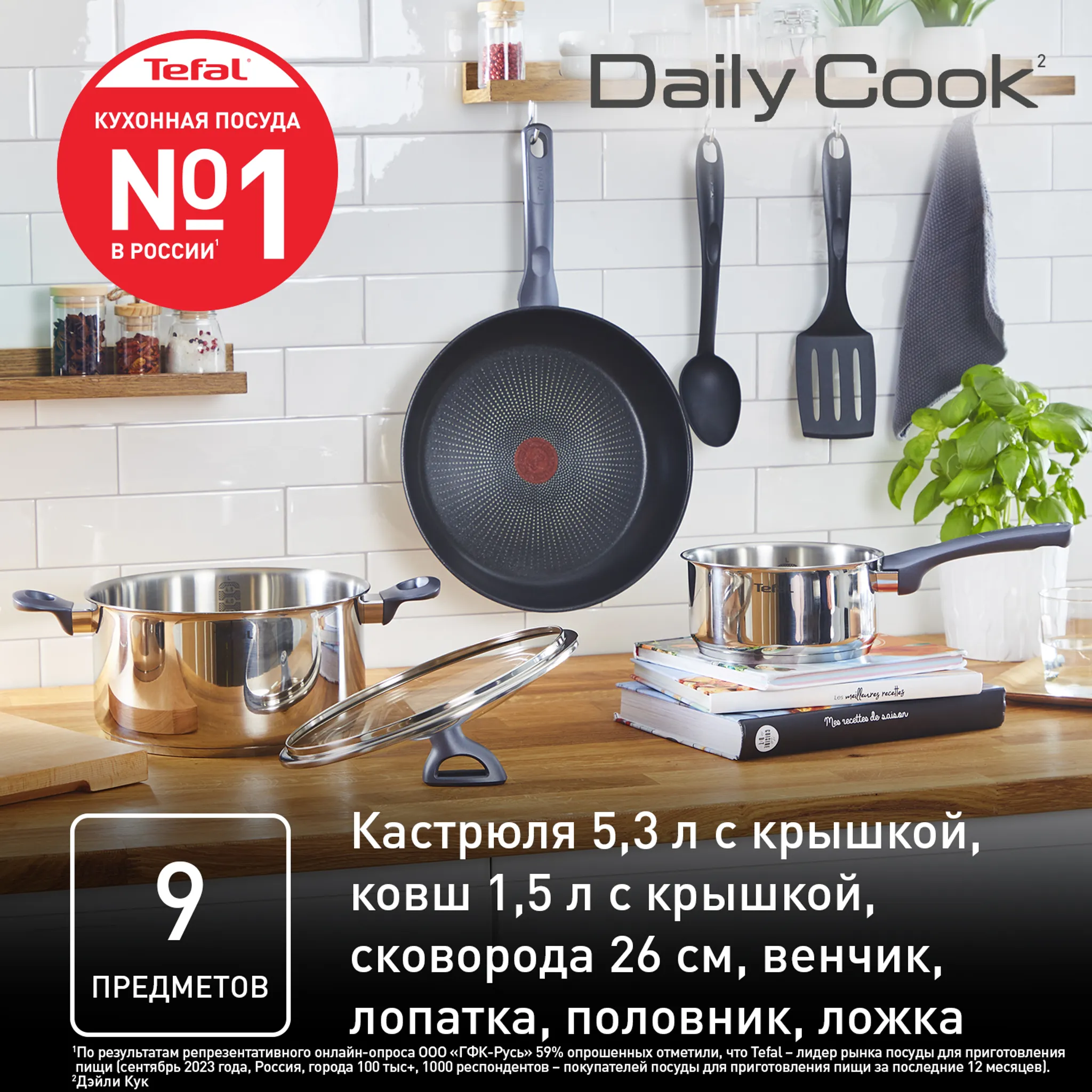 Набор посуды Tefal Daily Cook 9 предметов G713S974
