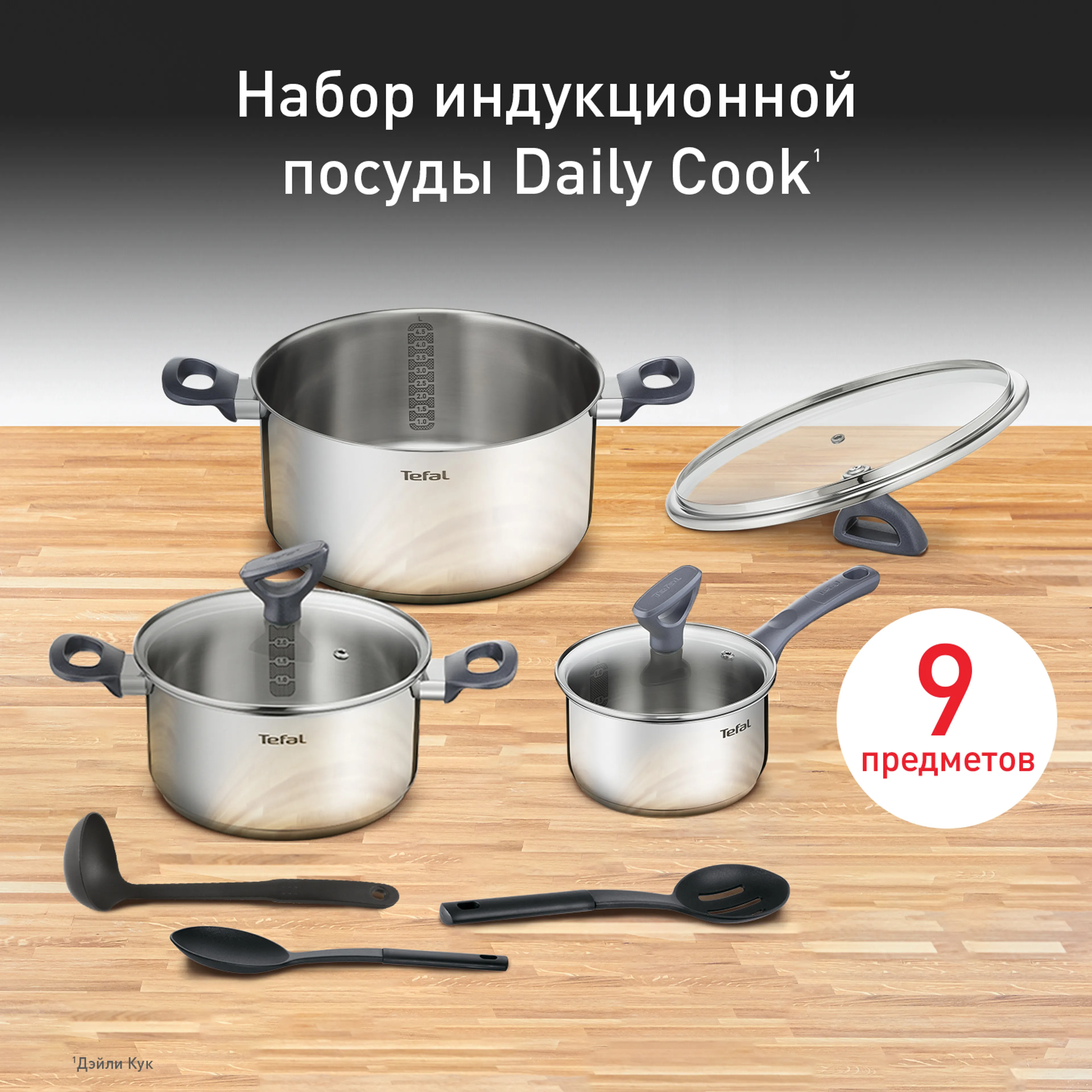 цена на Набор посуды Tefal Daily Cook 9 предметов G712S974