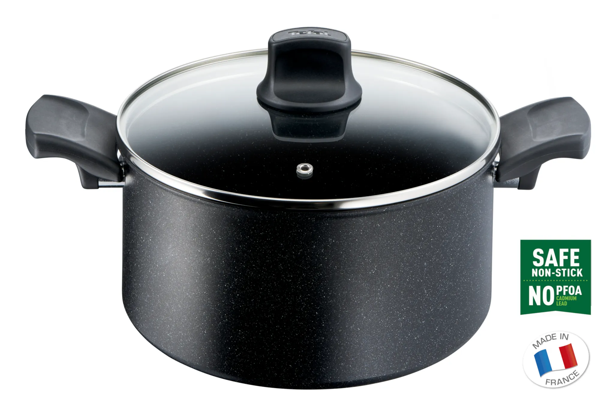Кастрюля с крышкой Tefal Black Stone 5.2 л 24 см G2814602