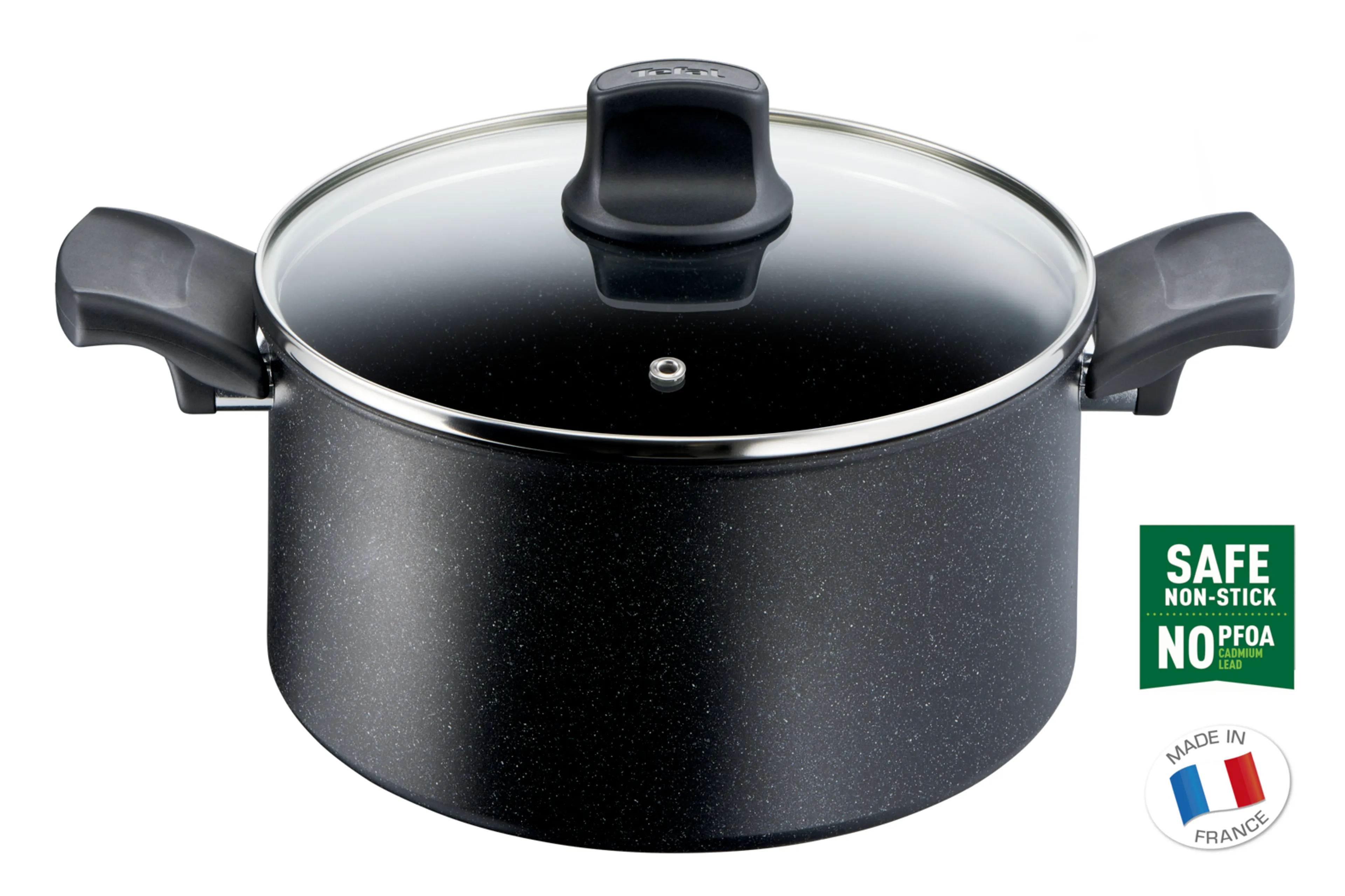 цена на Кастрюля с крышкой Tefal Black Stone 5.2 л 24 см G2814602