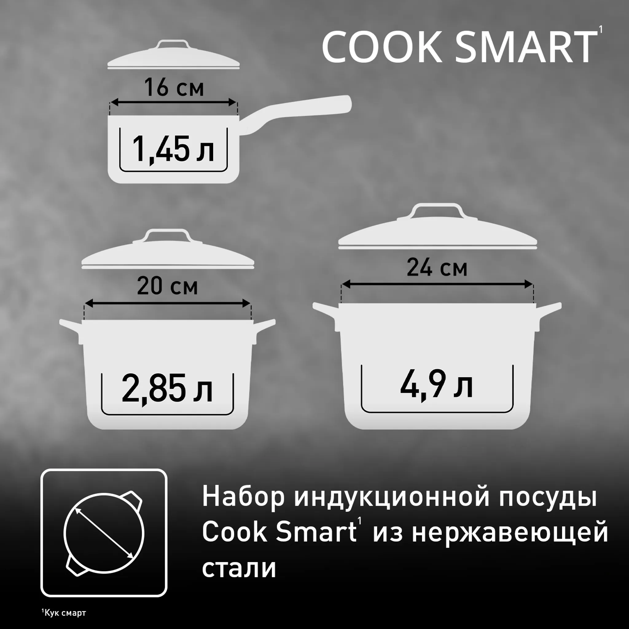 Набор посуды Tefal Jamie Oliver Cook Smart 6 предметов E311S674