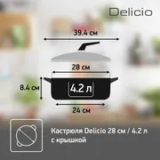 Кастрюля с крышкой низкая Tefal Delicio 28 см E2327274