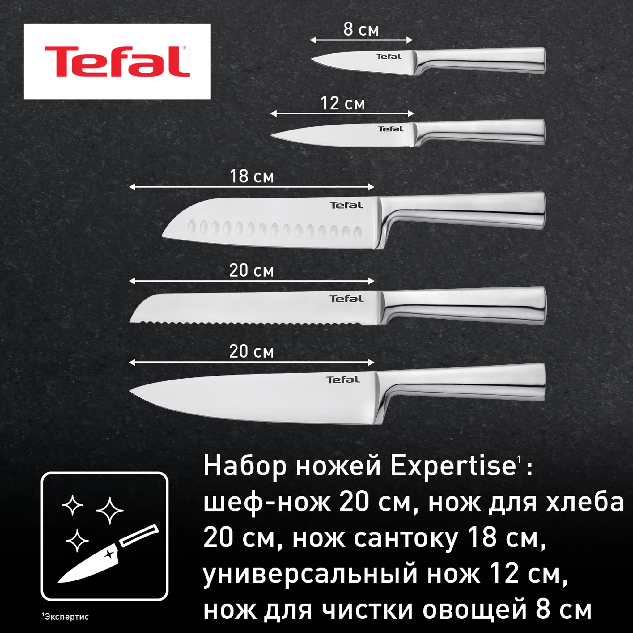 Набор ножей Tefal Expertise 5 предметов K121S575
