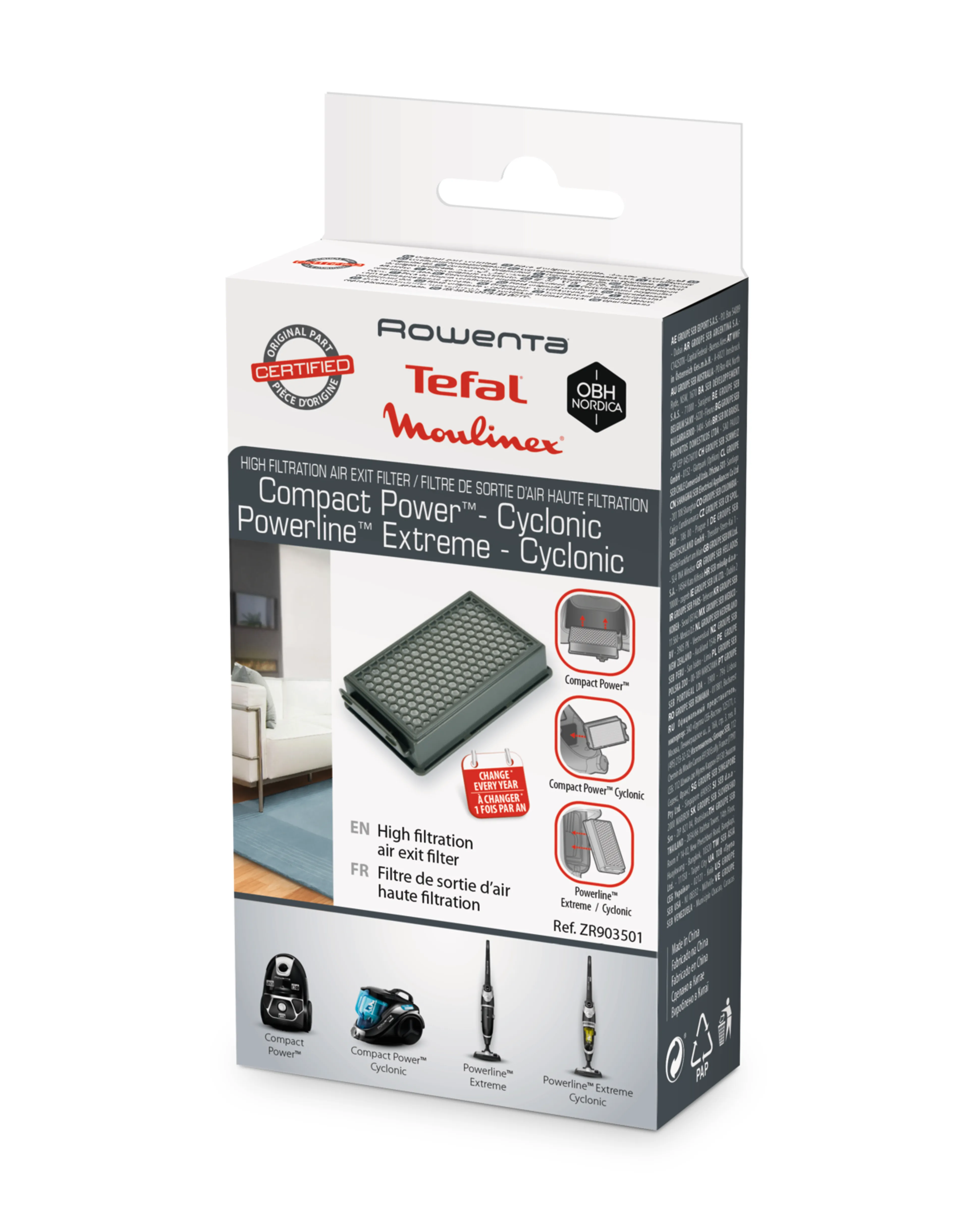 цена на Фильтр Tefal ZR903501  для пылесоса с контейнером