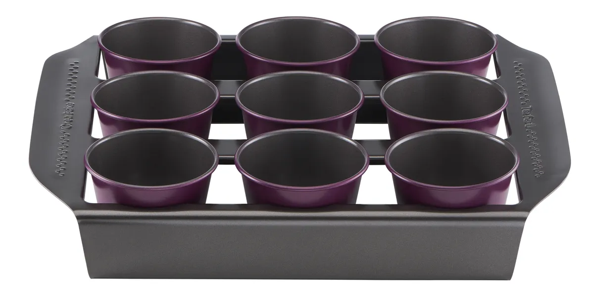 Стартовый набор Tefal Creabake J304SS04 поднос-держатель + 9 форм Muffin +  3 формы фото