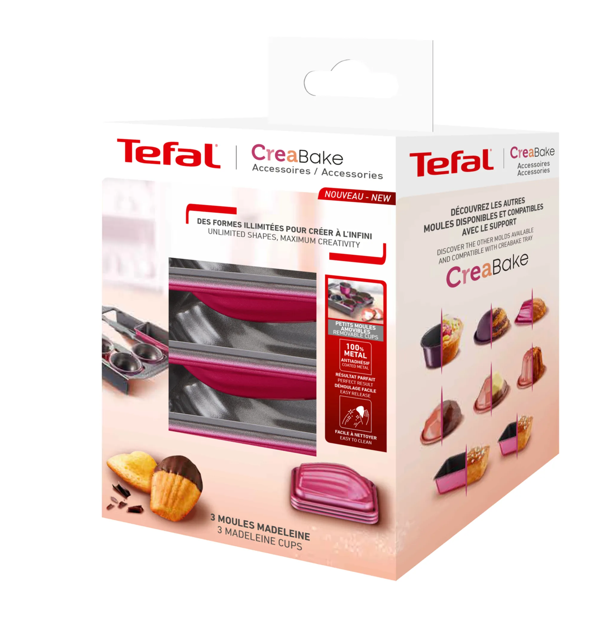 Набор из 3 форм Tefal Creabake Madeleine 8,3х7 см J3079904