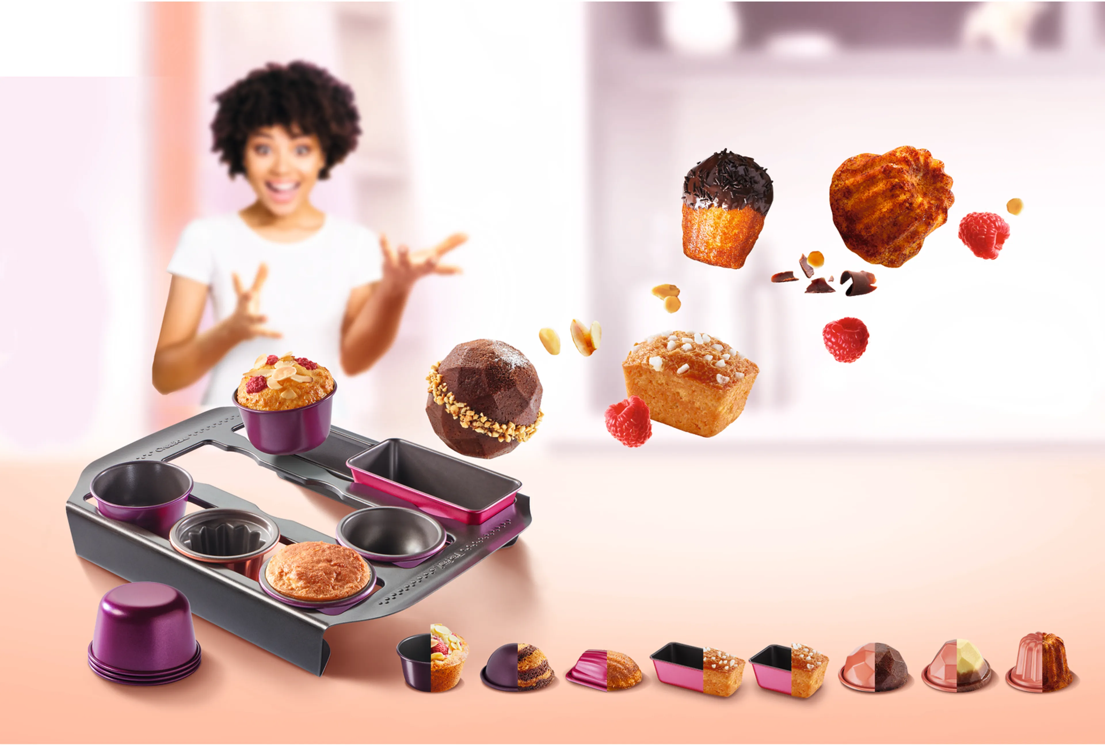 Набор из 3 форм Tefal Creabake Rocher 7,7х3,9 см J3059104