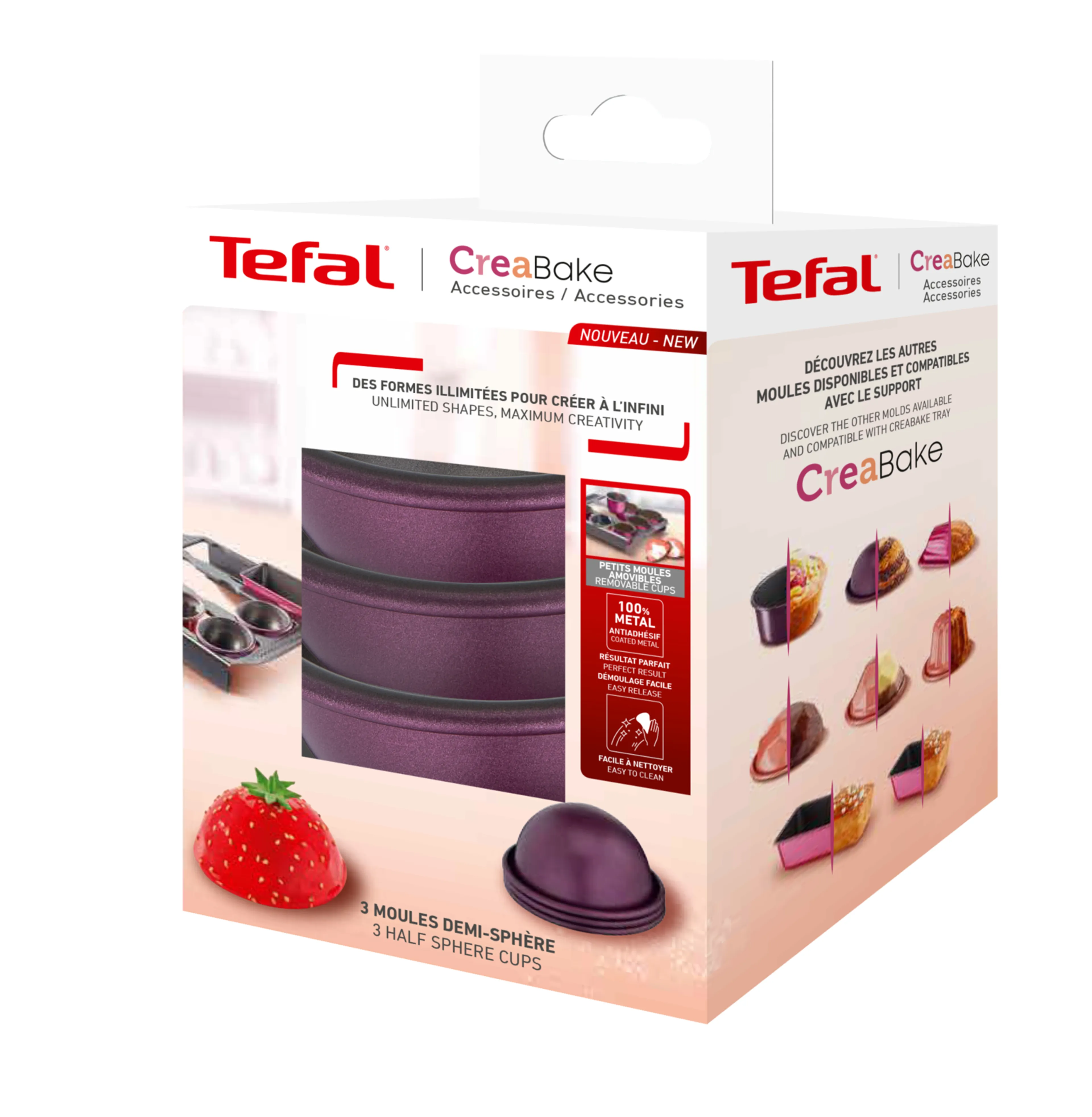 Набор из 3 форм Tefal Creabake Demi-sphere 7,7х3,7 см J3069304