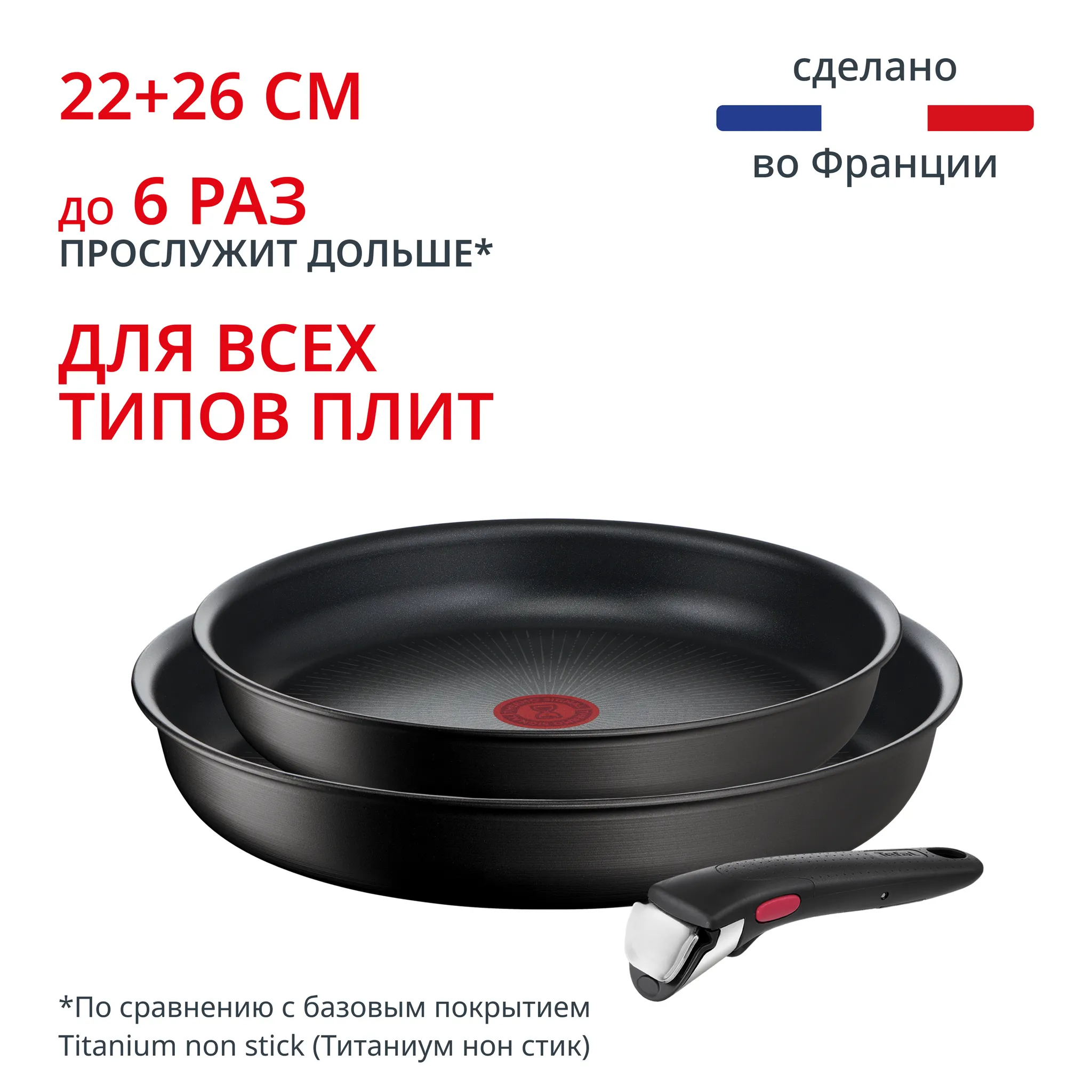 Набор посуды со съемной ручкой Tefal l Ingenio Unlimited 3 предмета 22/26 см L7639032