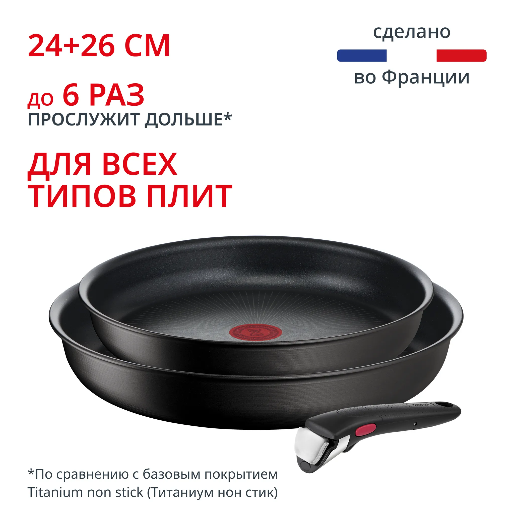 Набор посуды со съемной ручкой Tefal Ingenio Unlimited 3 предмета 24/28 см L7638942