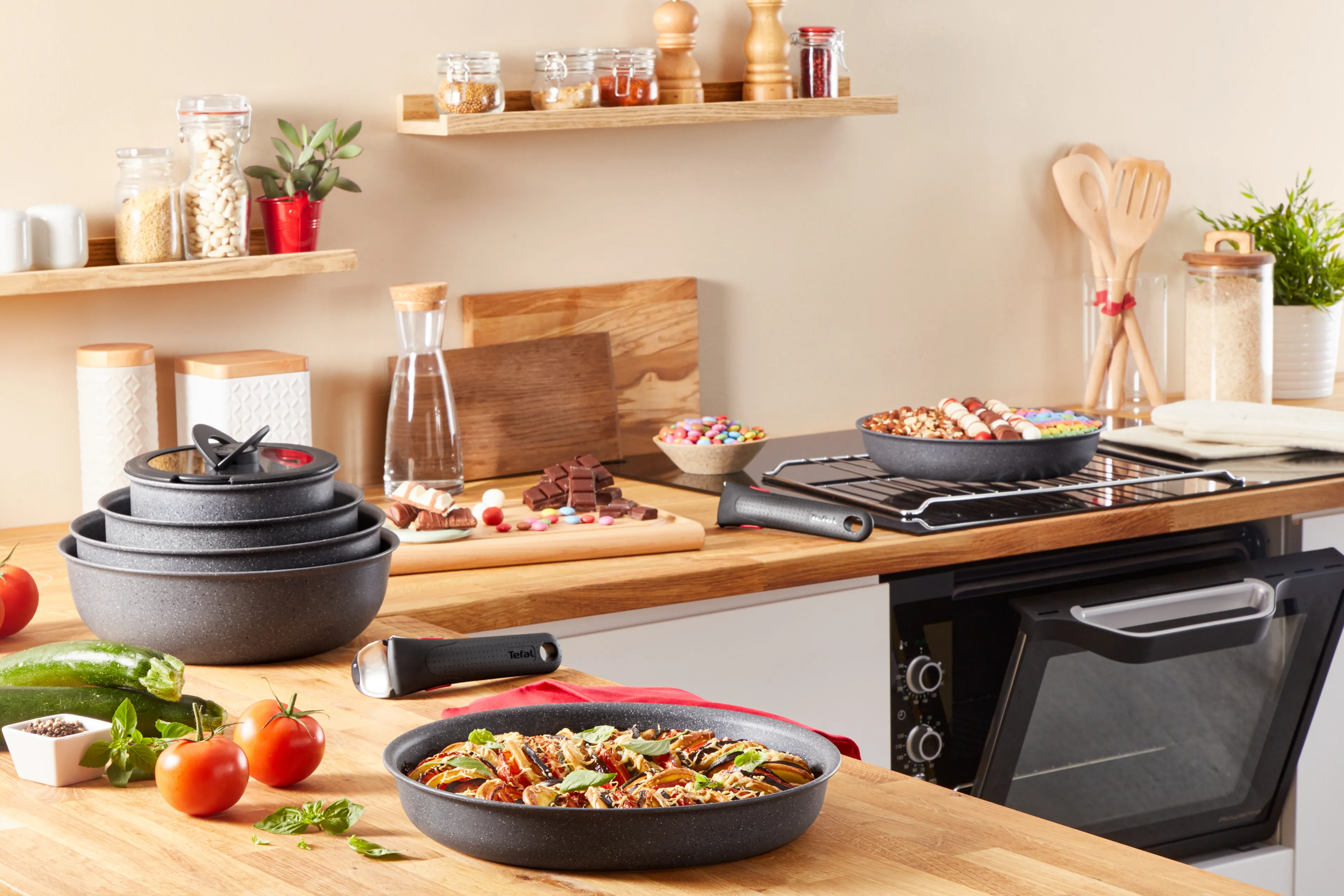 Набор посуды со съемной ручкой Tefal Ingenio Natural Force 7 предметов 16/26/26 см L3969072