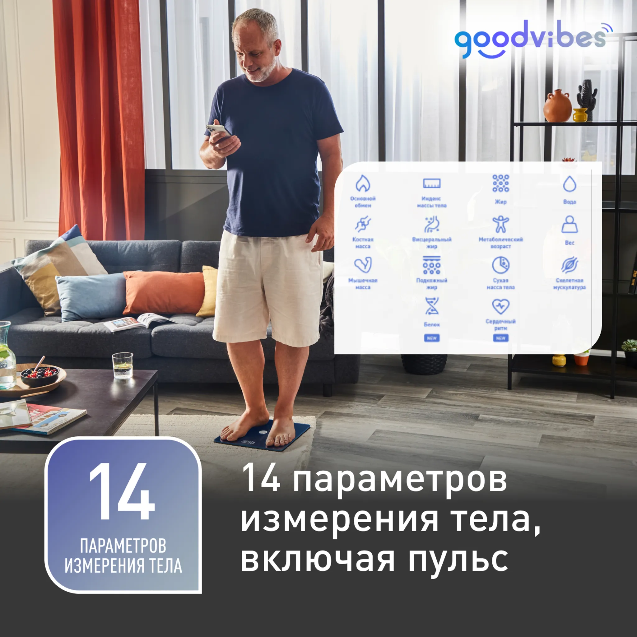 Умные весы Tefal Goodvibes Smart BM9661S1