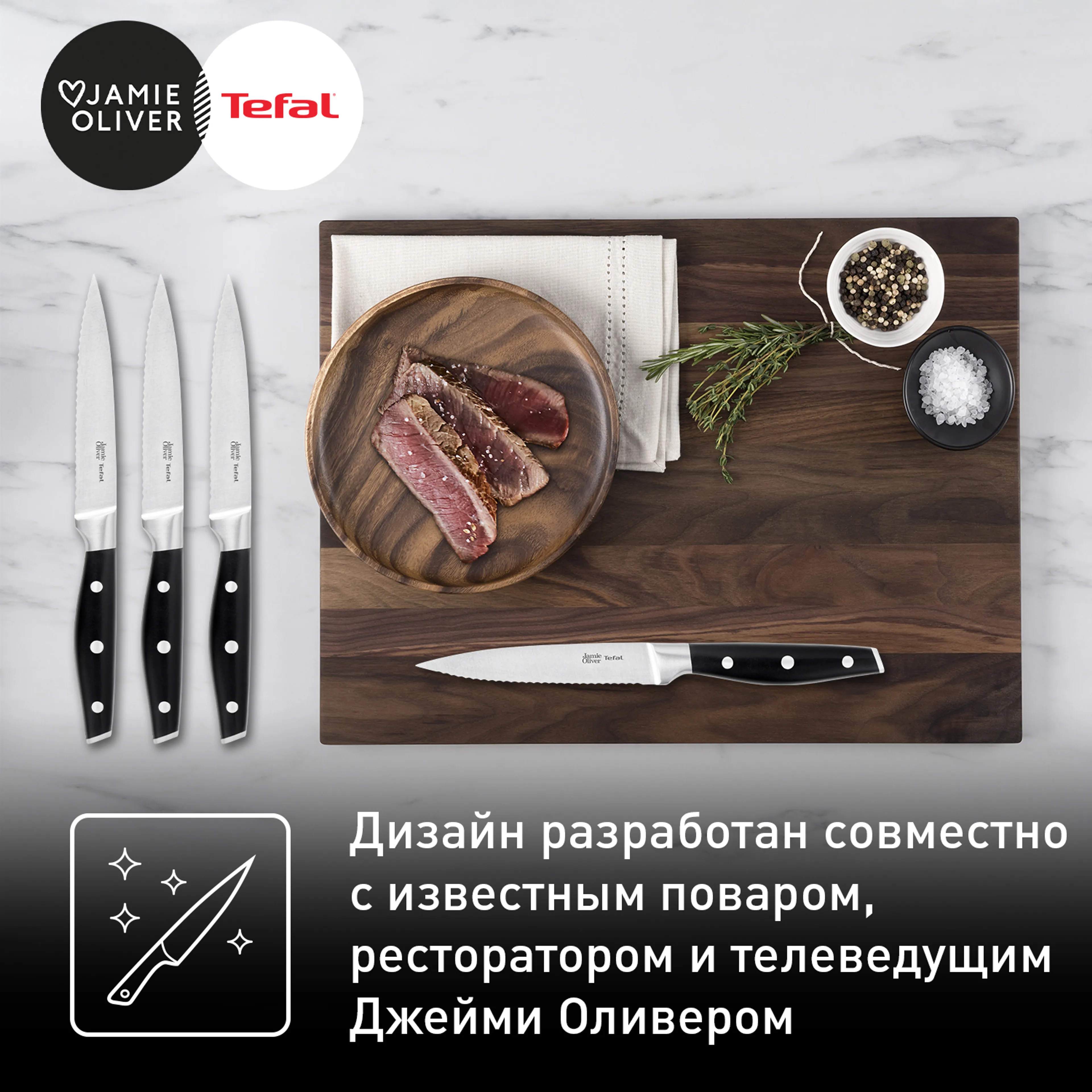 Набор ножей для стейка Tefal 4 предмета Jamie Oliver 12 cм K2670849