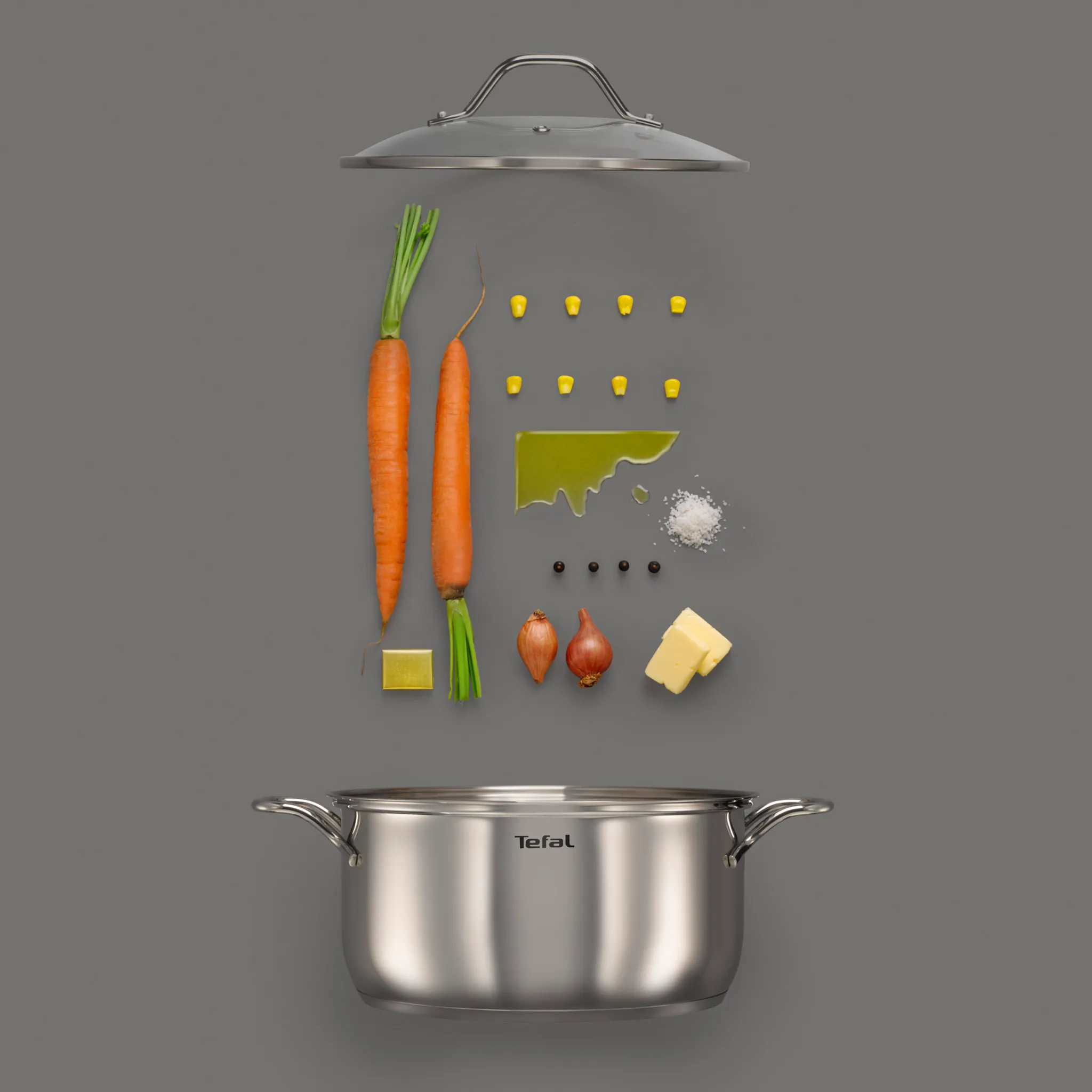 Кастрюля с крышкой Tefal Intuition 24 см B8644674, 5 л