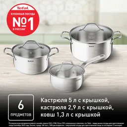 Набор посуды Tefal Intuition 6 предметов 1,3/2,9/5л 16/20/24см B864S674