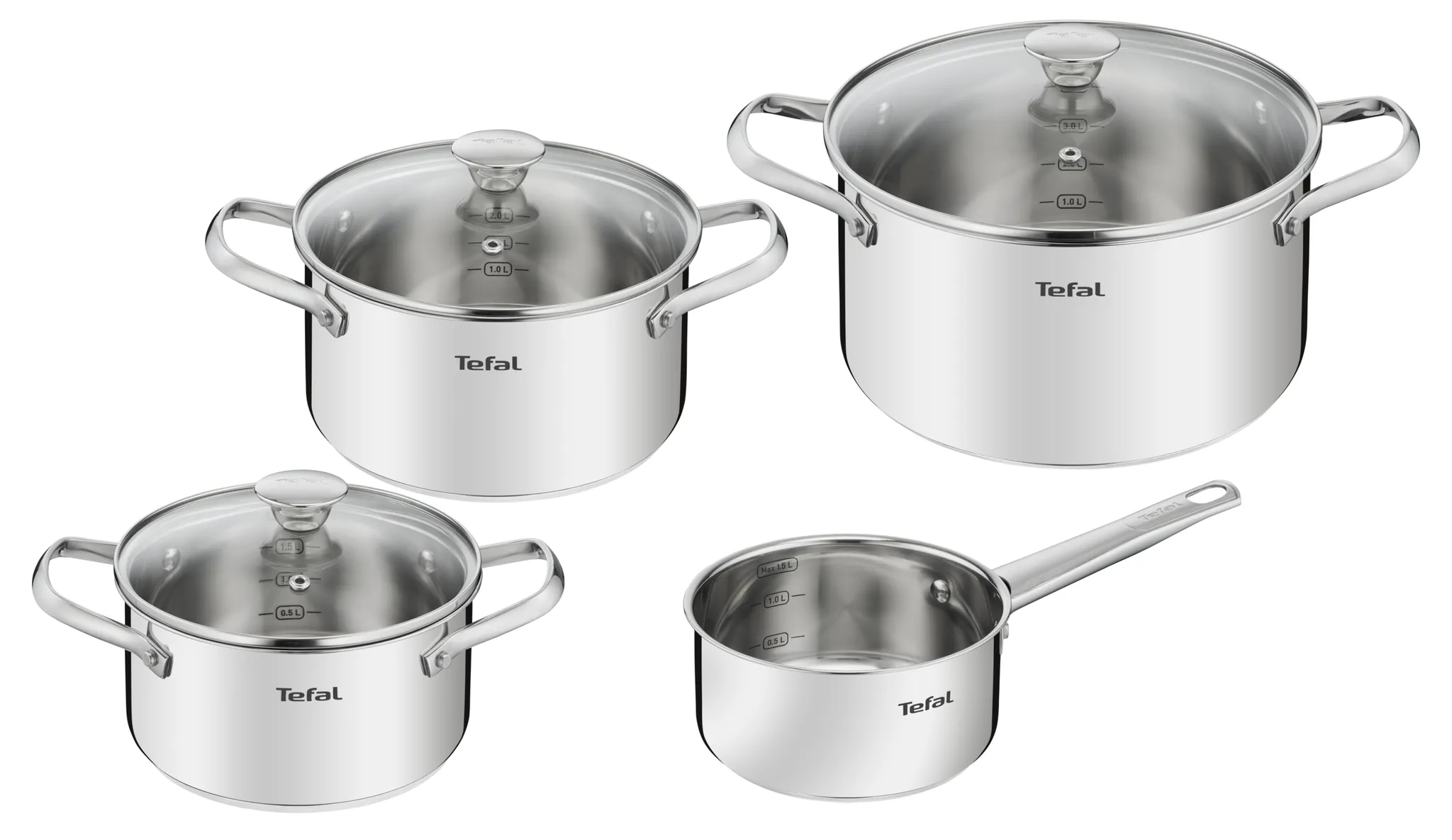 Набор посуды Tefal Cook Eat 7 предметов 16/16/20/24см, 1,5/1,5/3,1/5,4л B921S784