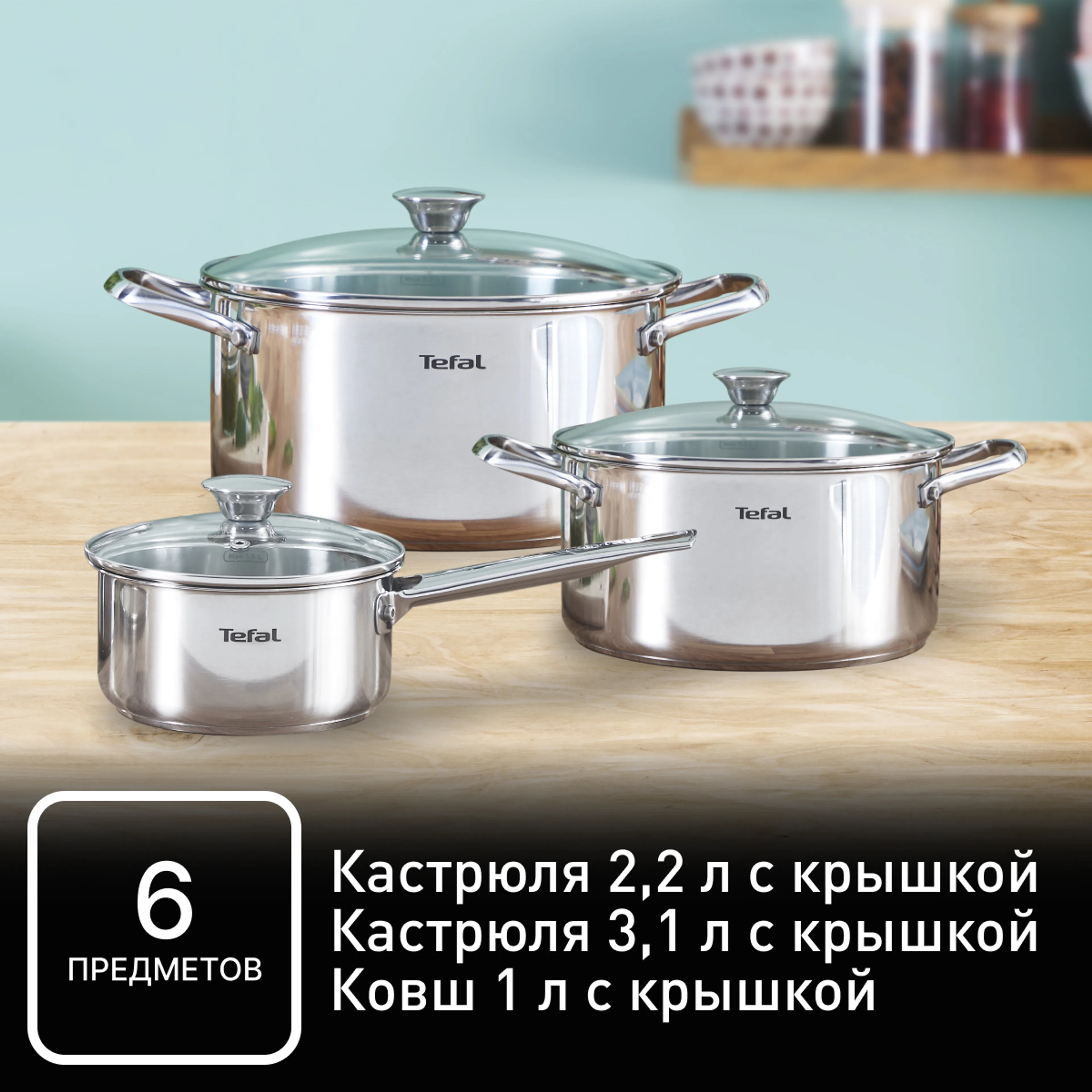 Набор посуды Tefal Cook Eat 6 предметов B921S604