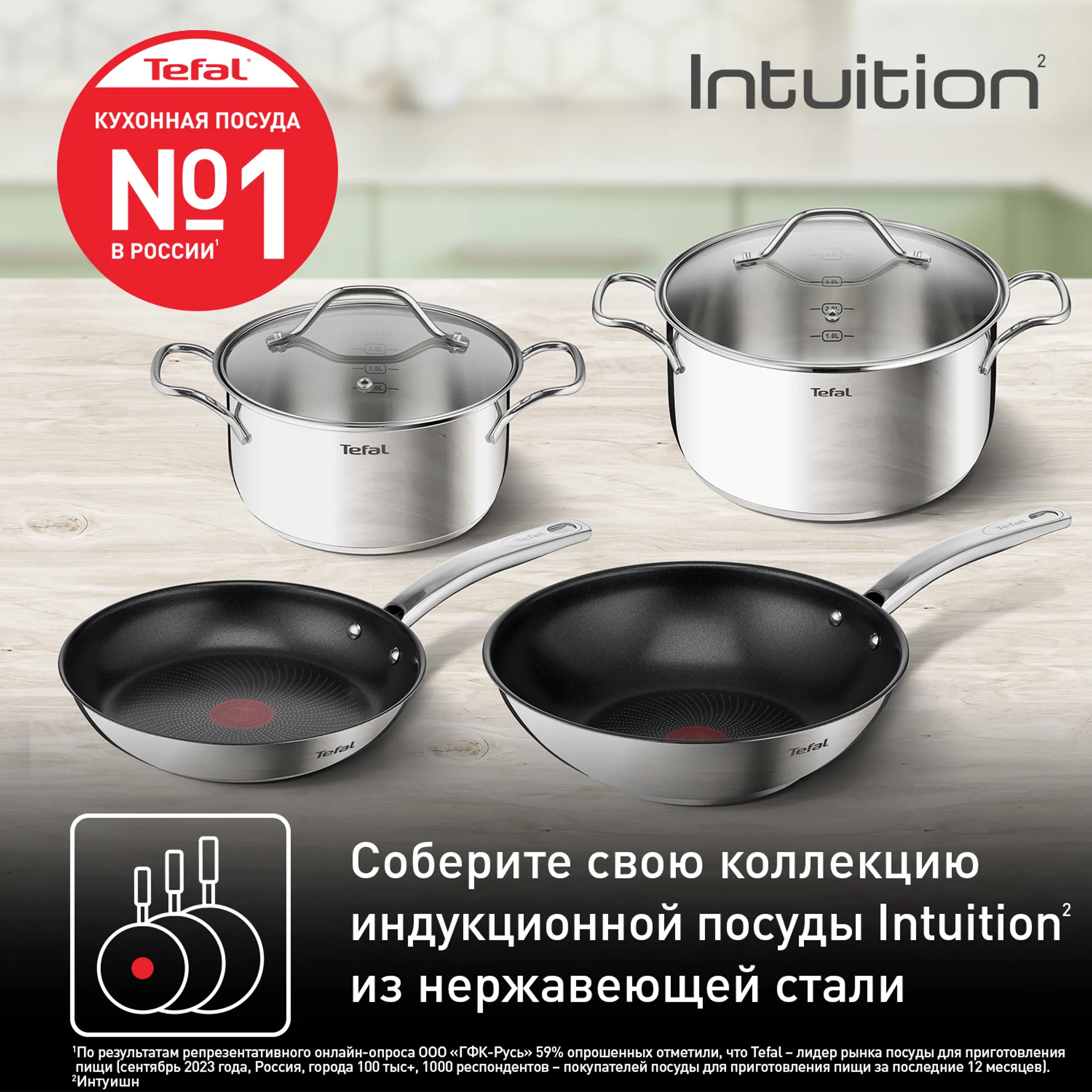 Индукционная сковорода Tefal Intuition G6 24 см B8170444