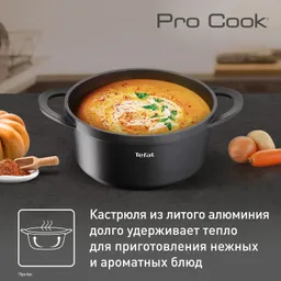 Кастрюля со стеклянной крышкой и силиконовыми ручками Tefal Pro Cook 24 см E2184675