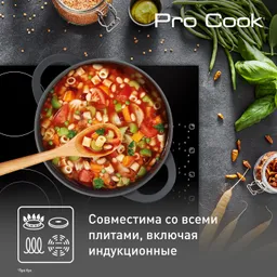 Кастрюля со стеклянной крышкой и силиконовыми ручками Tefal Pro Cook 24 см E2184675