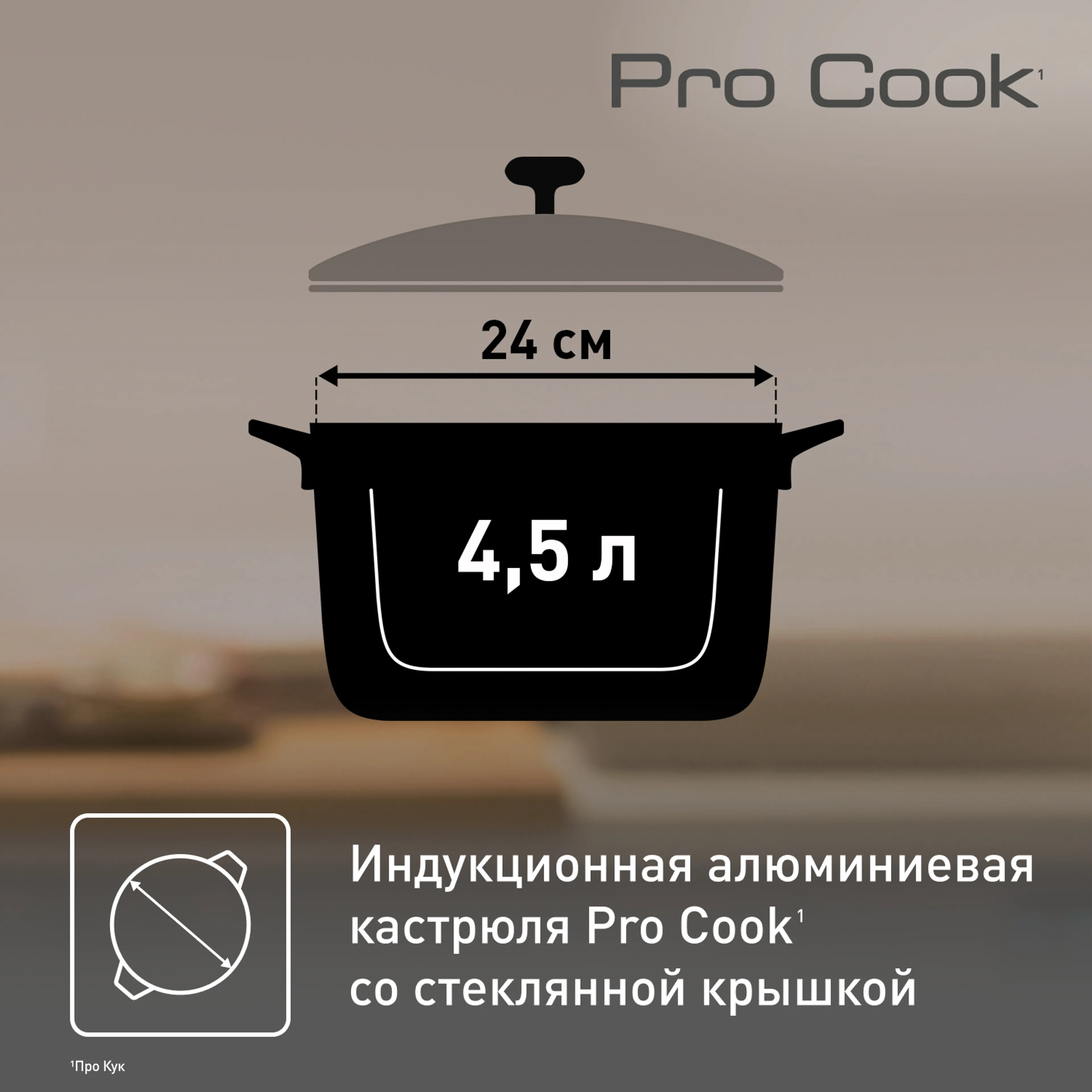 Кастрюля со стеклянной крышкой и силиконовыми ручками Tefal Pro Cook 24 см E2184675