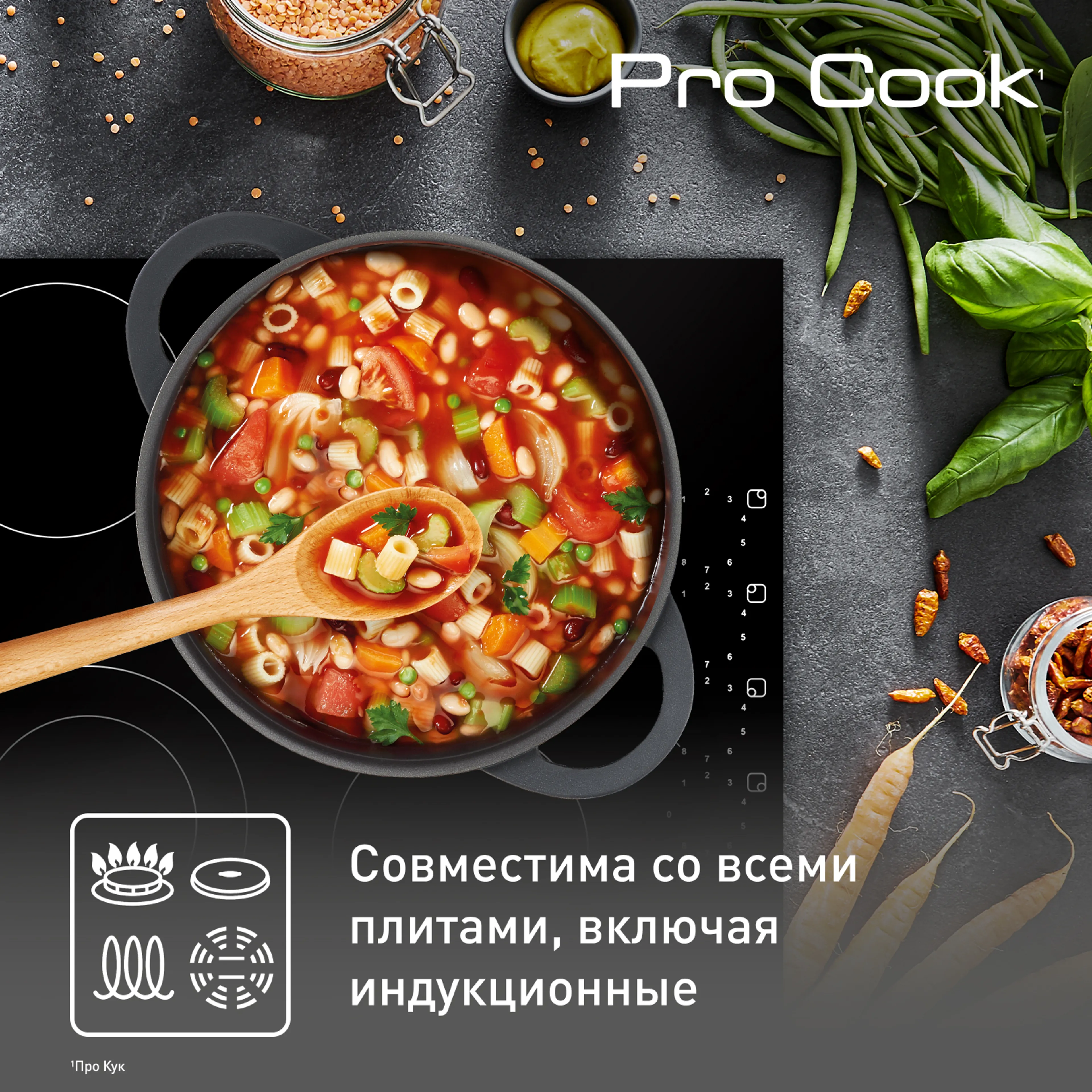 Кастрюля со стеклянной крышкой и силиконовыми ручками Tefal Pro Cook 24 см E2184675