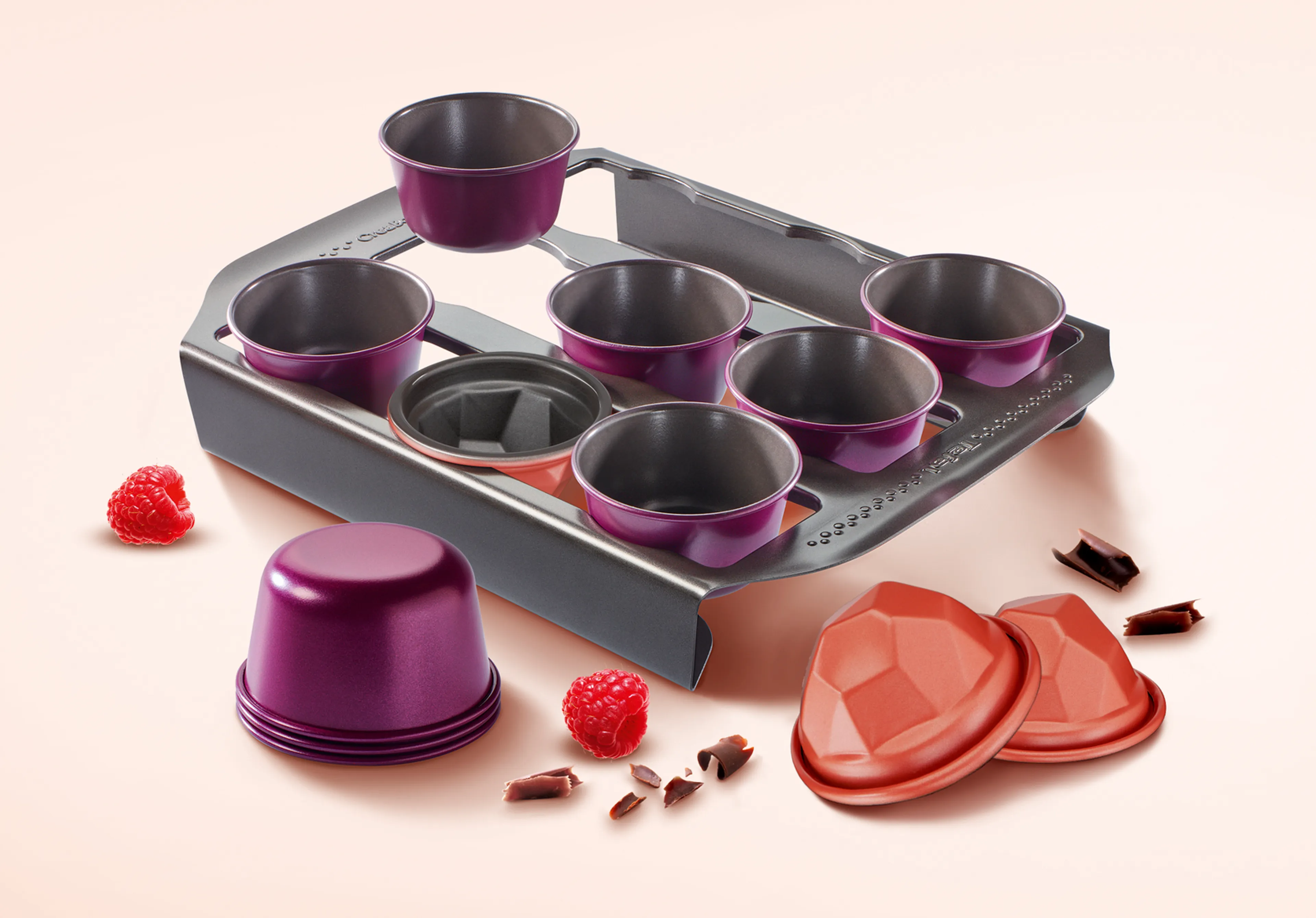 цена на Стартовый набор Tefal Creabake J304S304 поднос-держатель + 9 форм Muffin + 3 формы