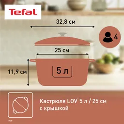 Кастрюля с крышкой Tefal LOV 25 см E2600404