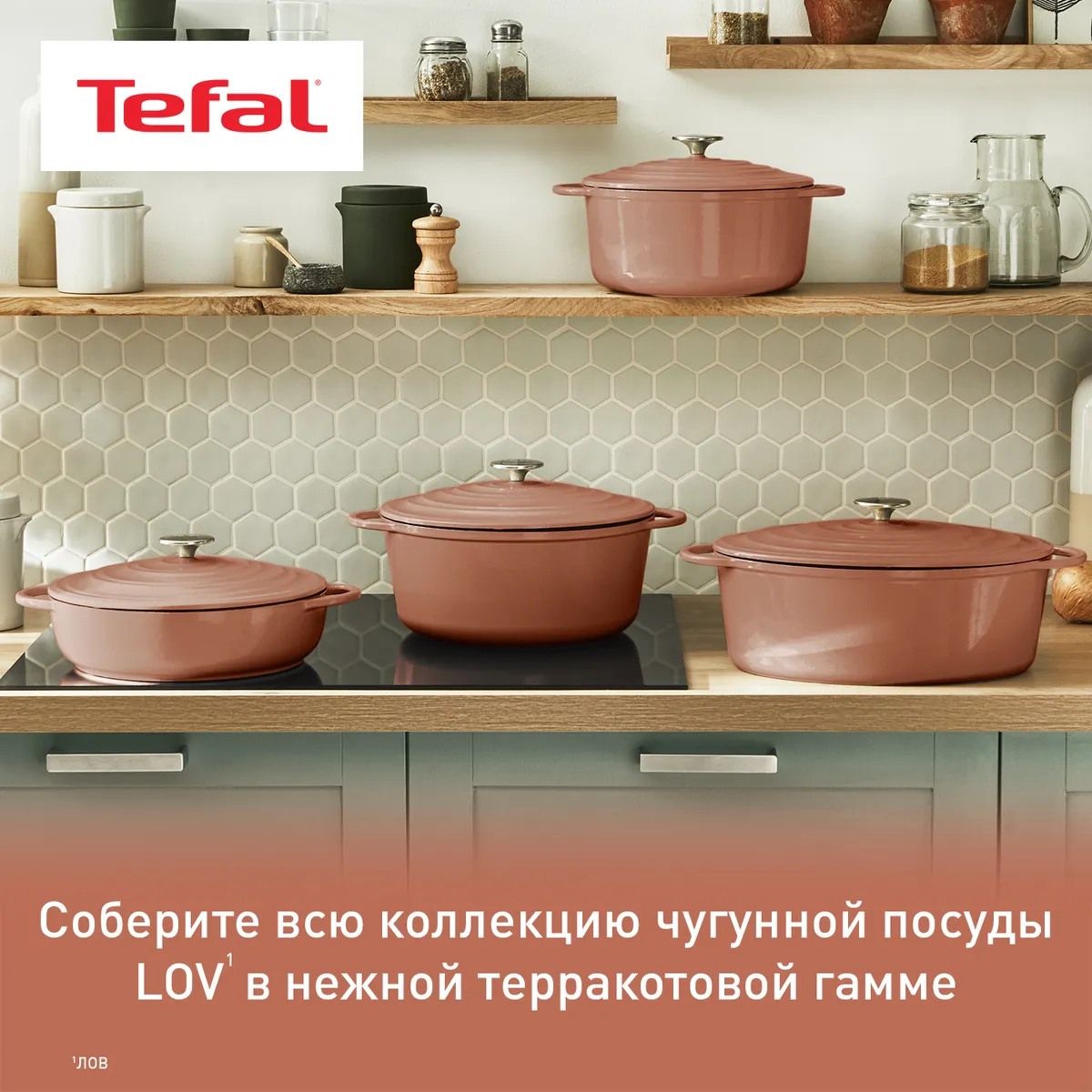 Овальная кастрюля с крышкой Tefal LOV 34 см E2600604