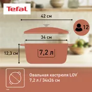 Овальная кастрюля с крышкой Tefal LOV 34 см E2600604